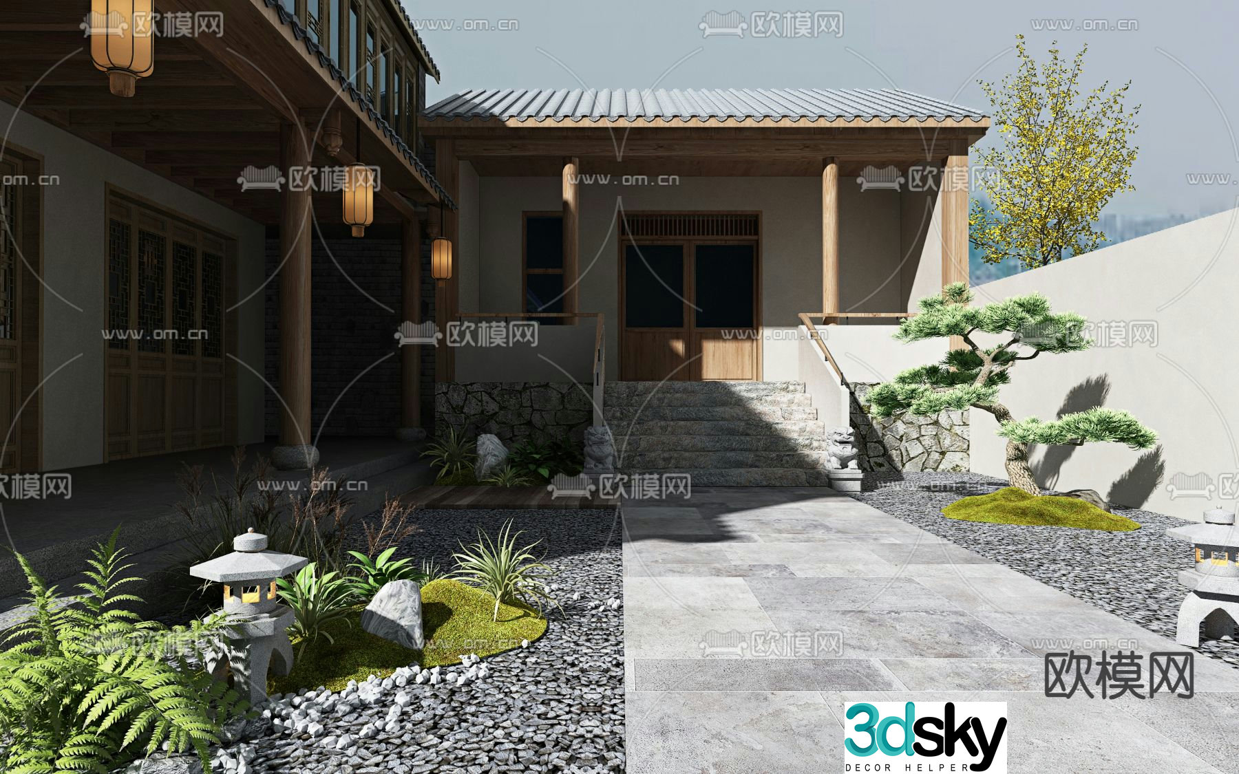 Courtyard landscape garden 3d model