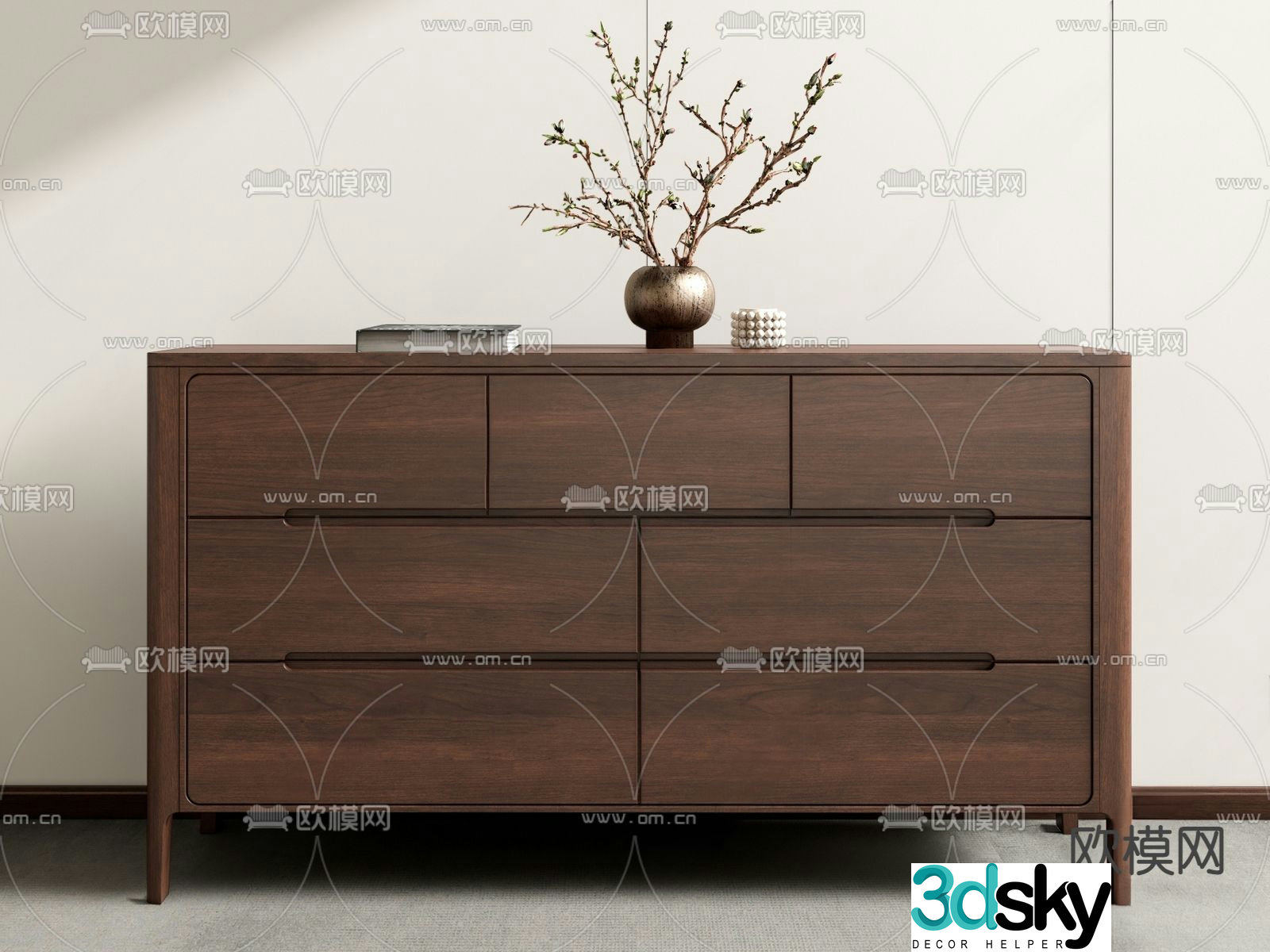 New Chinese style entrance cabinet 3D model