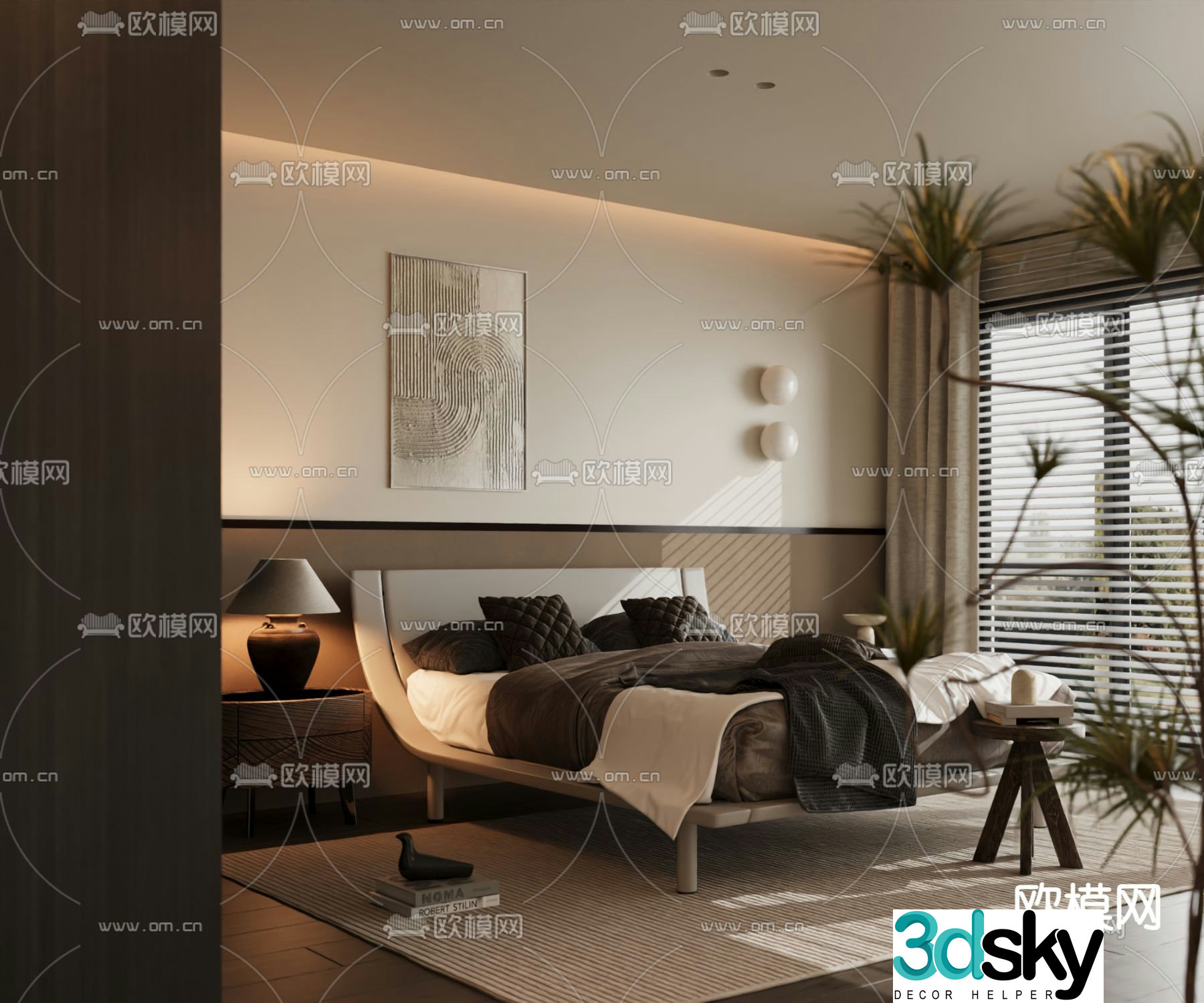 Italian double bed 3d model