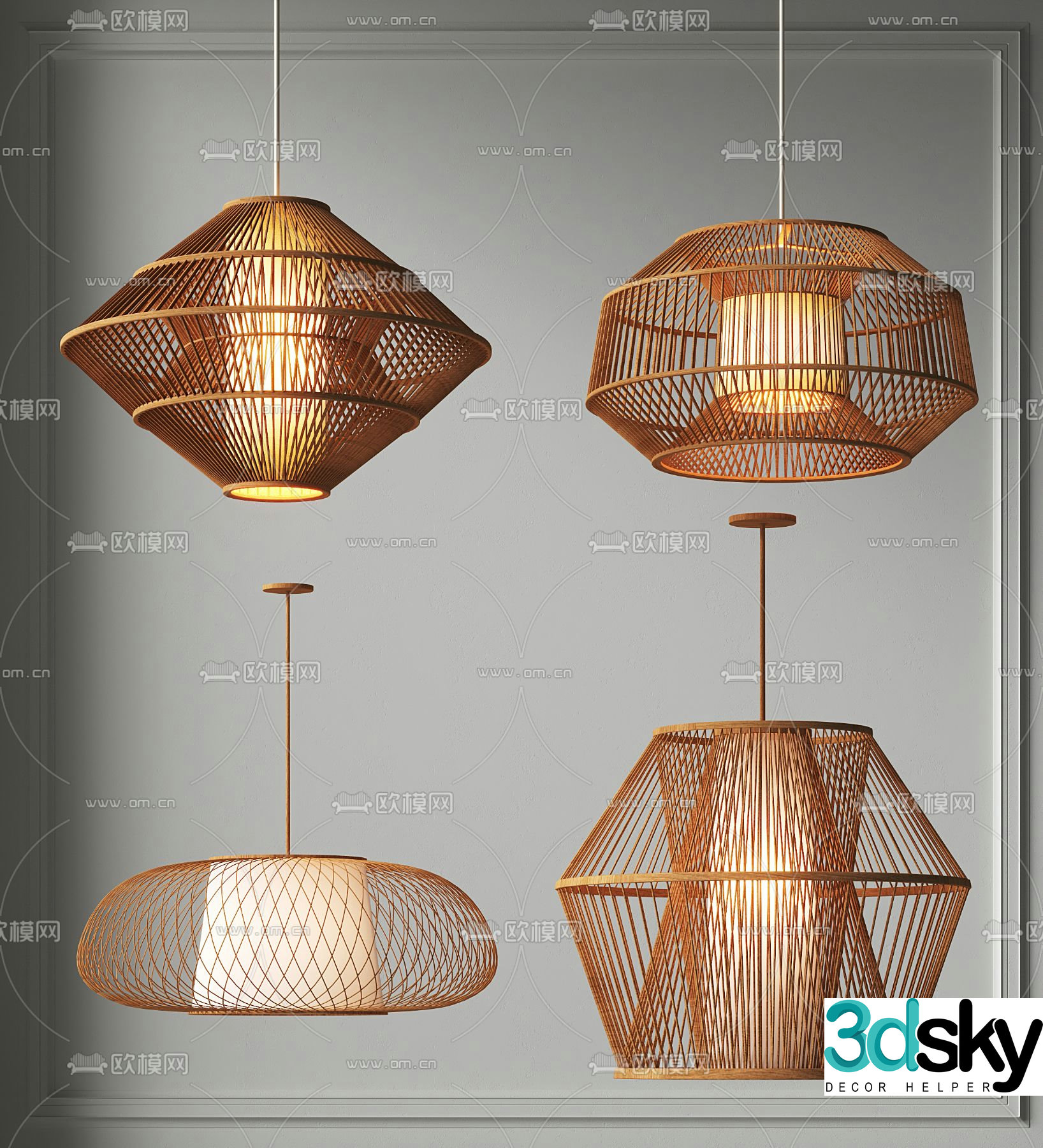 New Chinese Chandelier Braided Chandelier 3D Model
