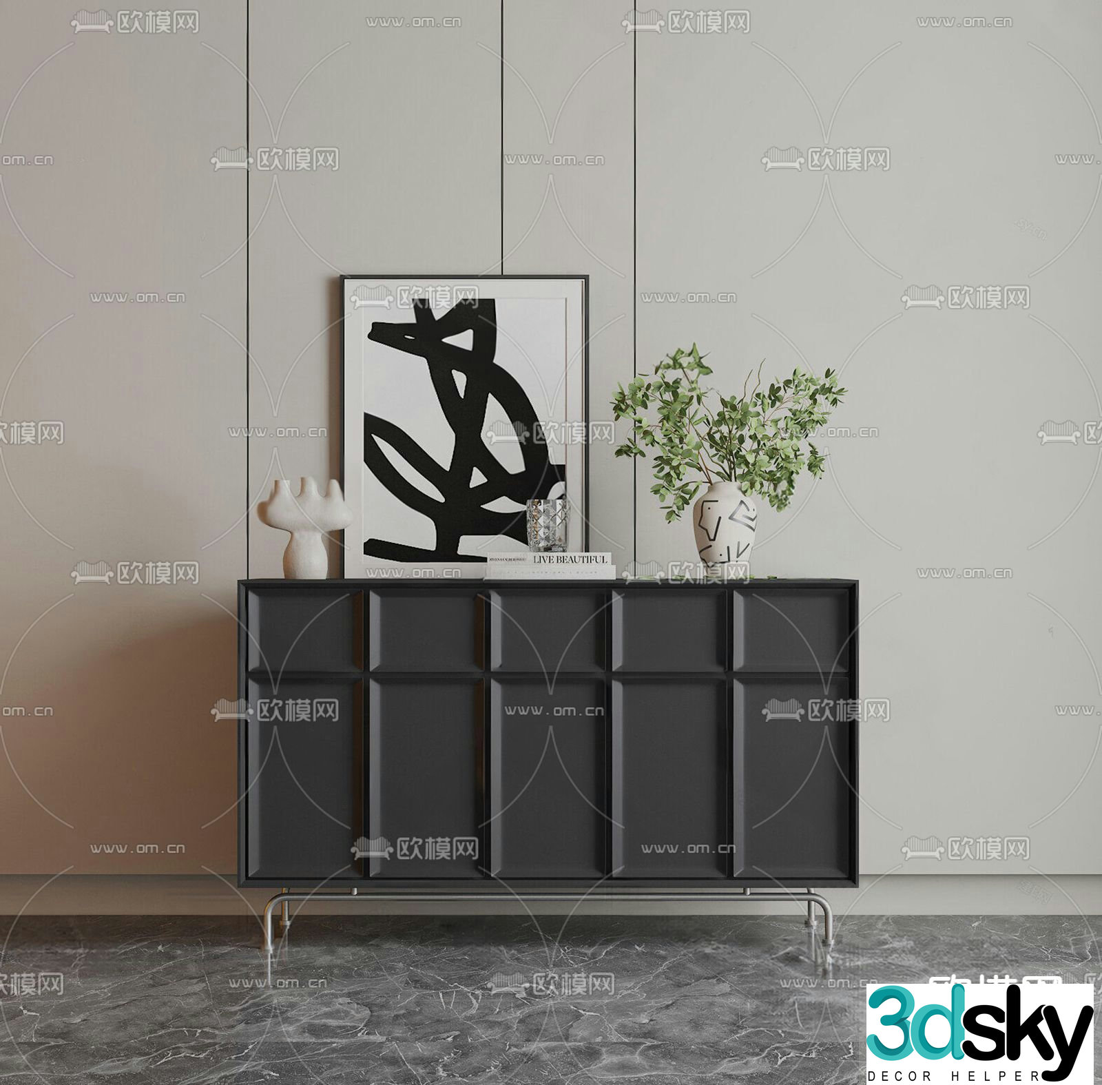 Modern side cabinet side view cabinet entrance cabinet 3D model
