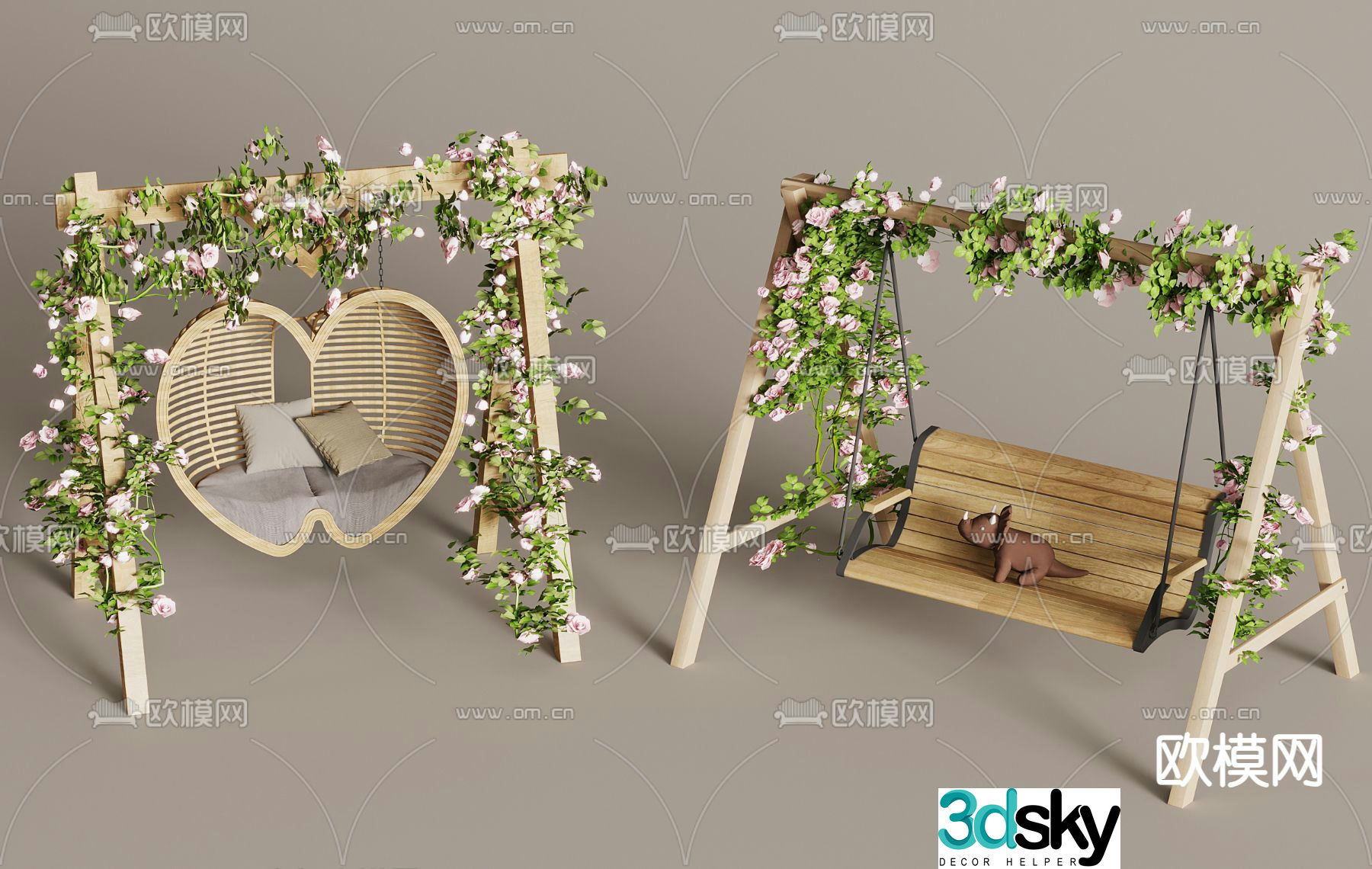 Outdoor swing chair courtyard swing 3d model