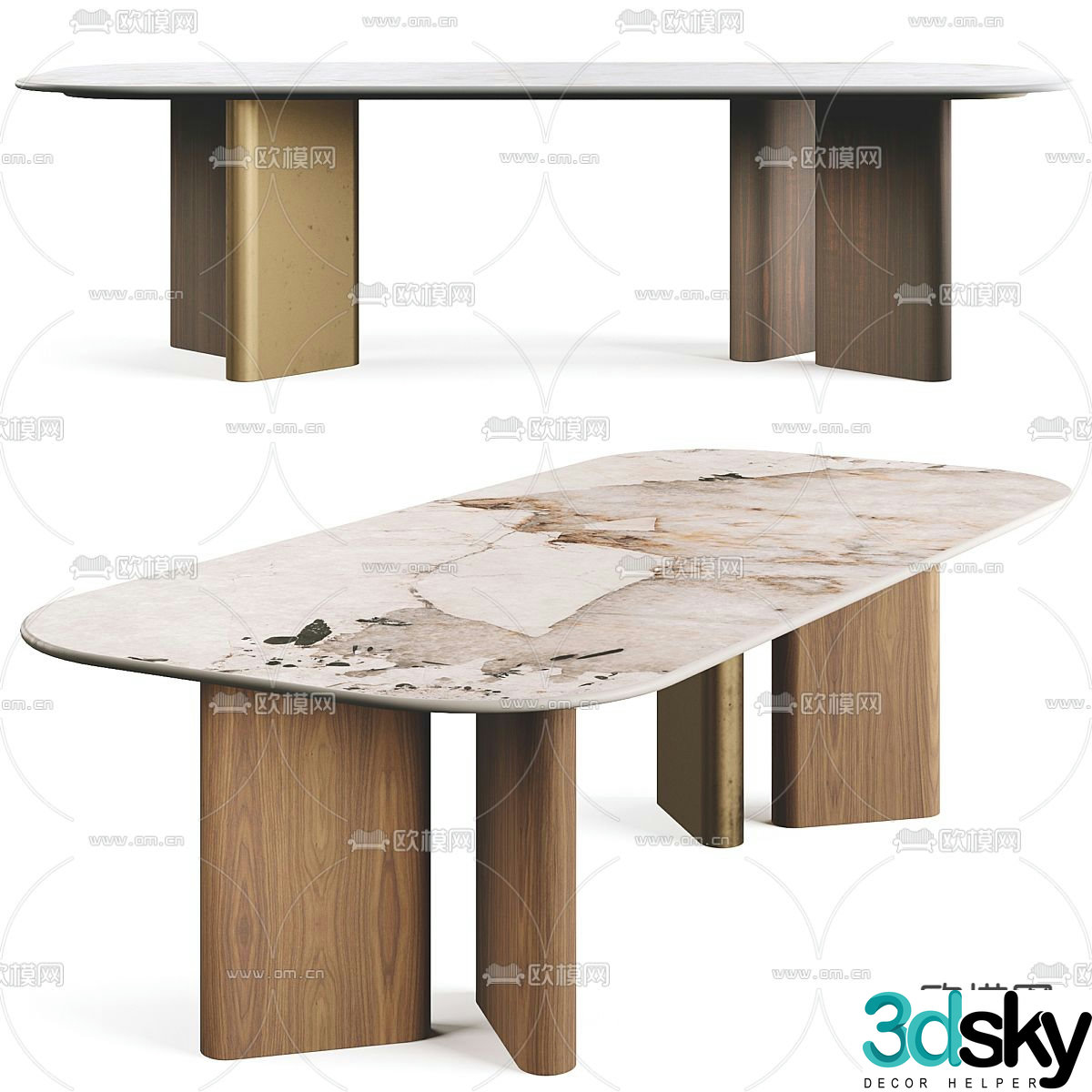 Marelli Onno modern dining table long dining table d model