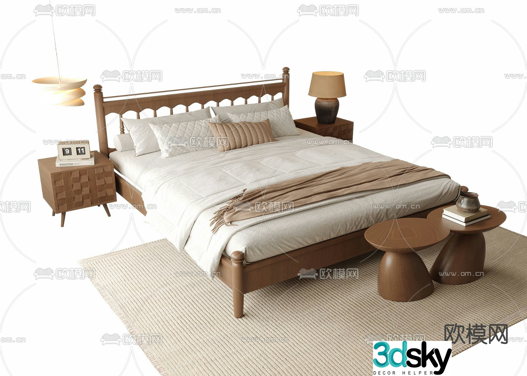 Medieval style double bed 3d model