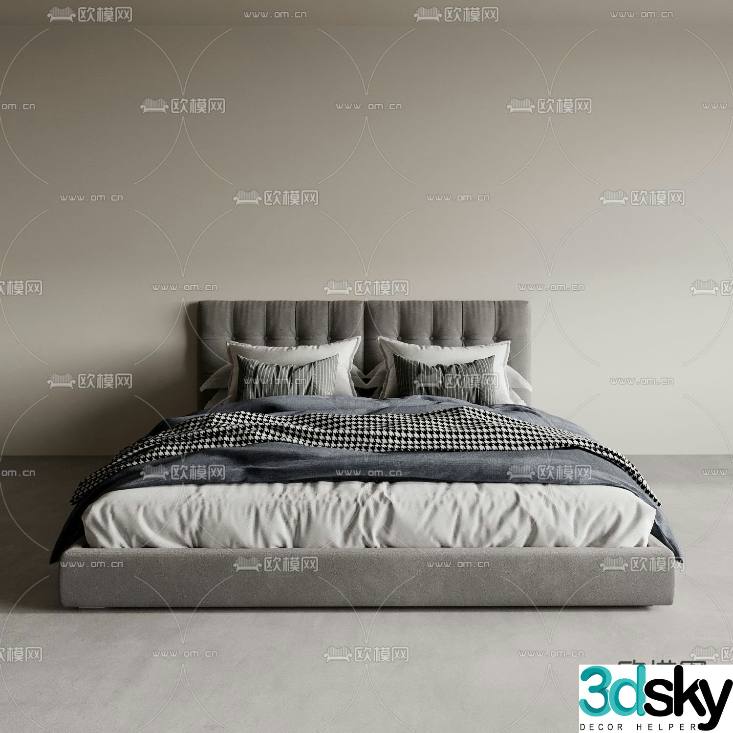 Italian double bed 3d model