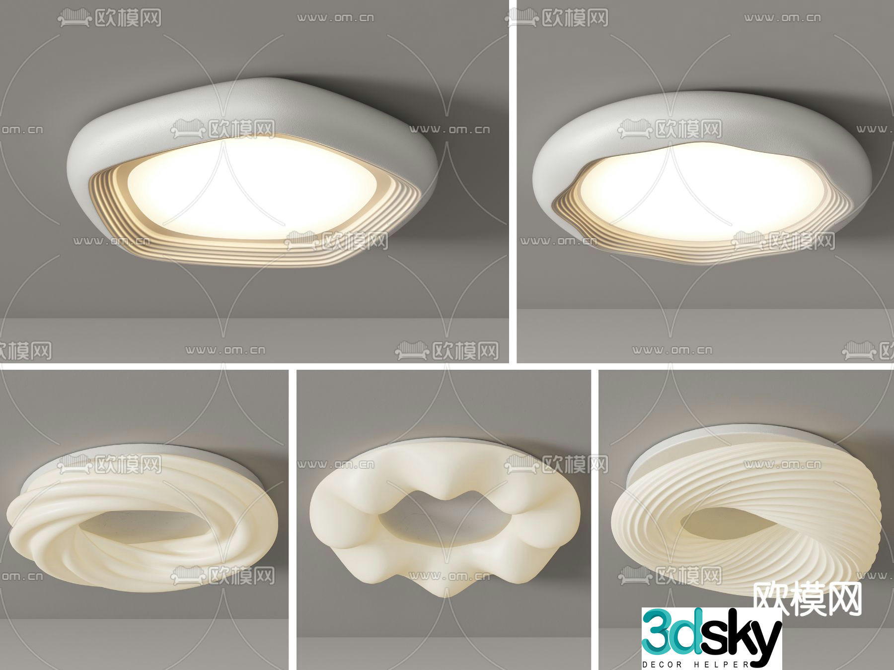 Cream style ceiling lamp 3d model