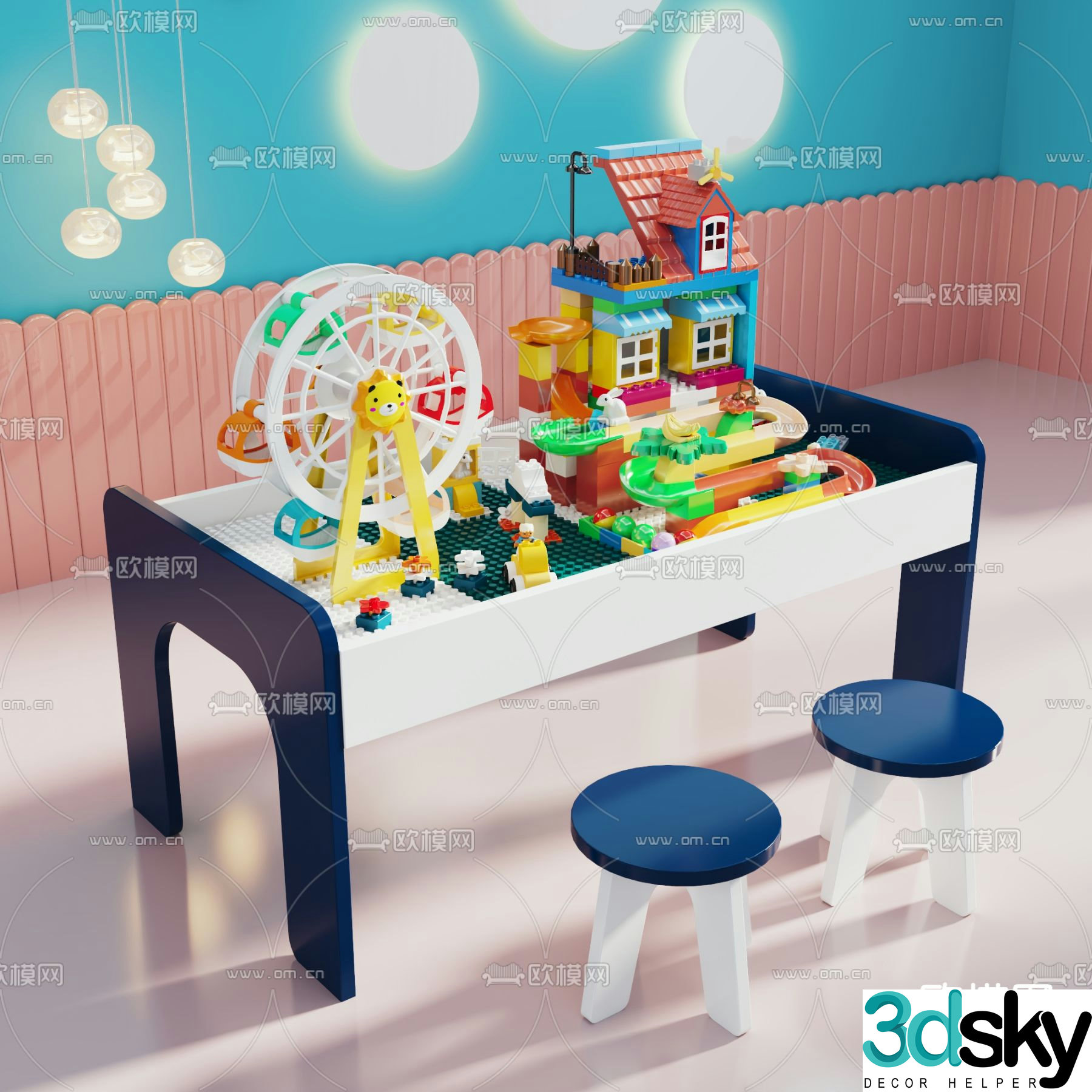 Building block table children’s toys 3d model