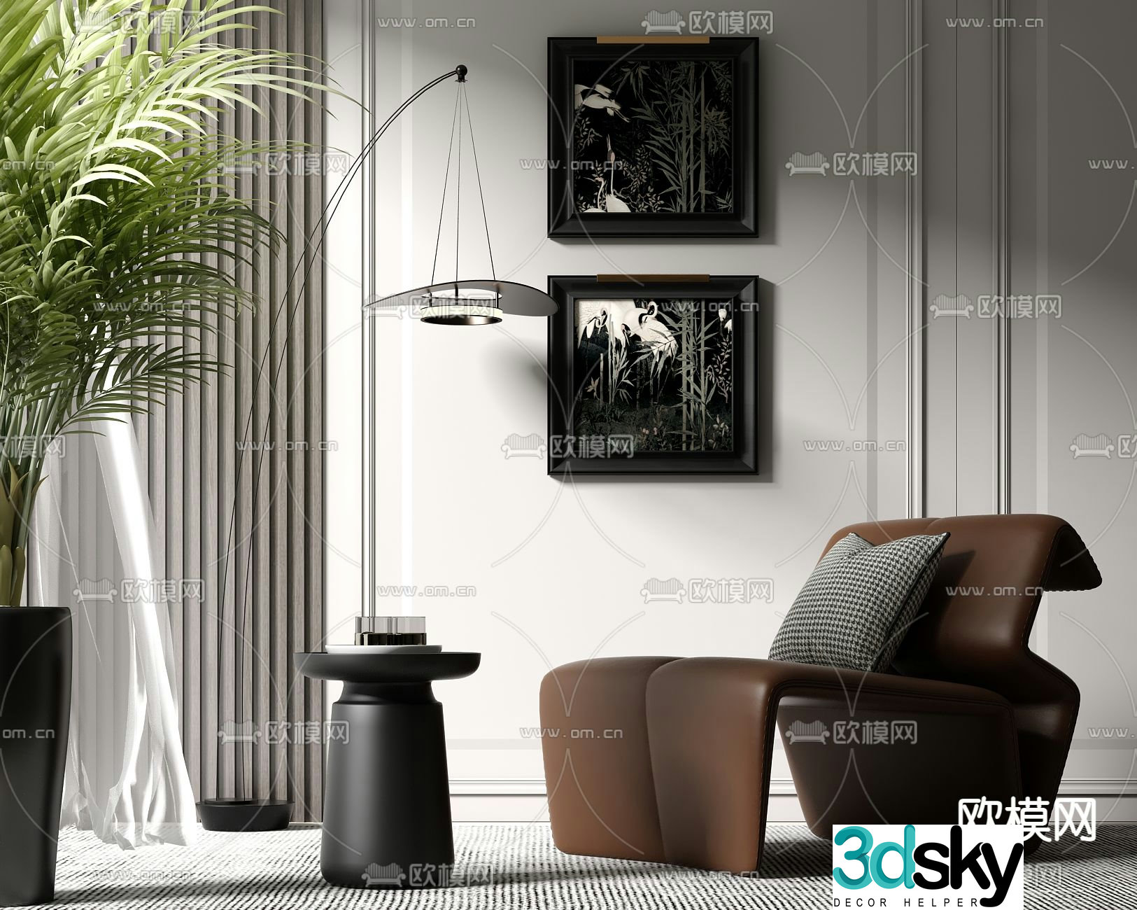 Italian style chair leisure chair 3d model
