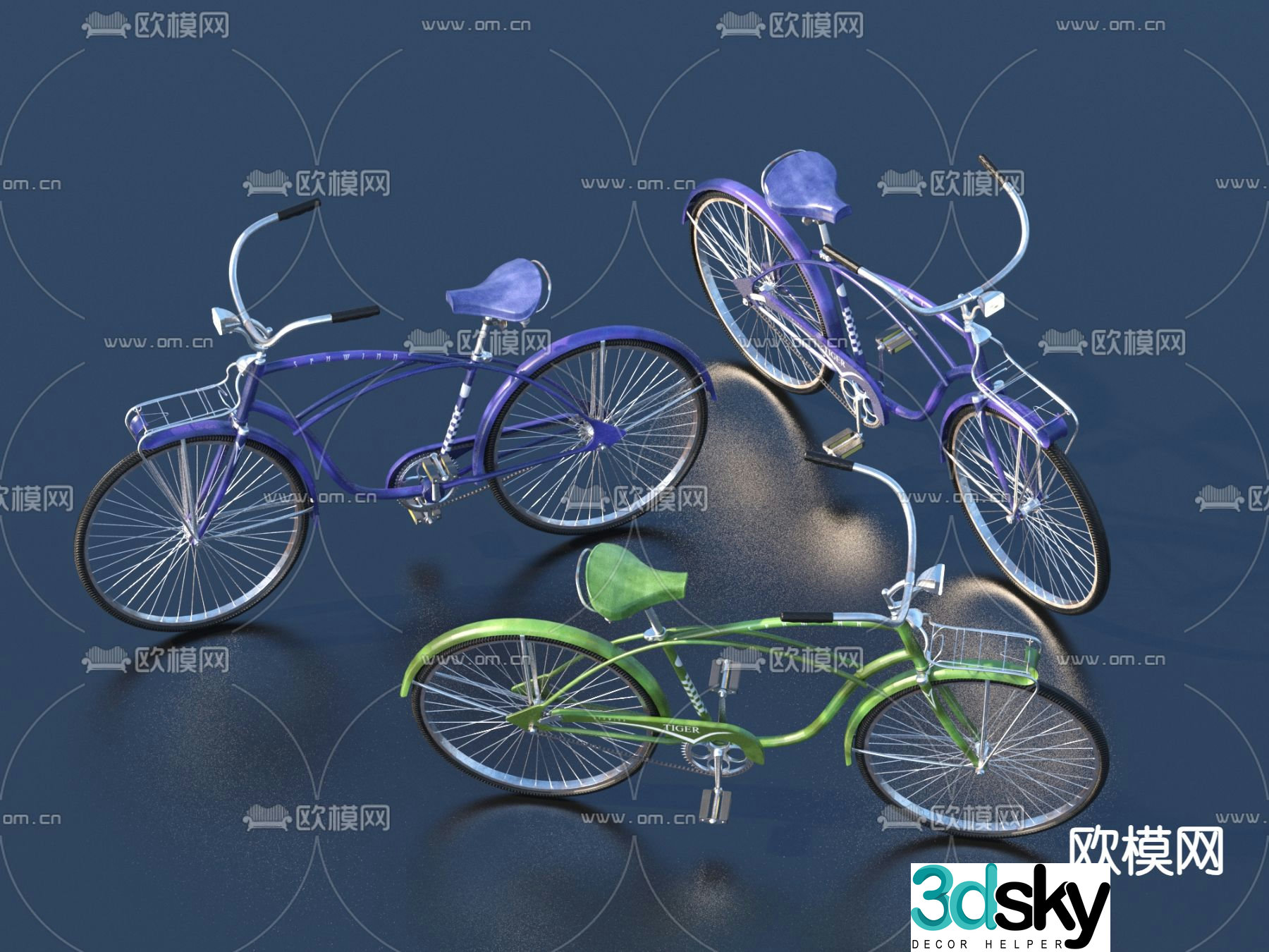 Modern bicycle mountain bike 3d model