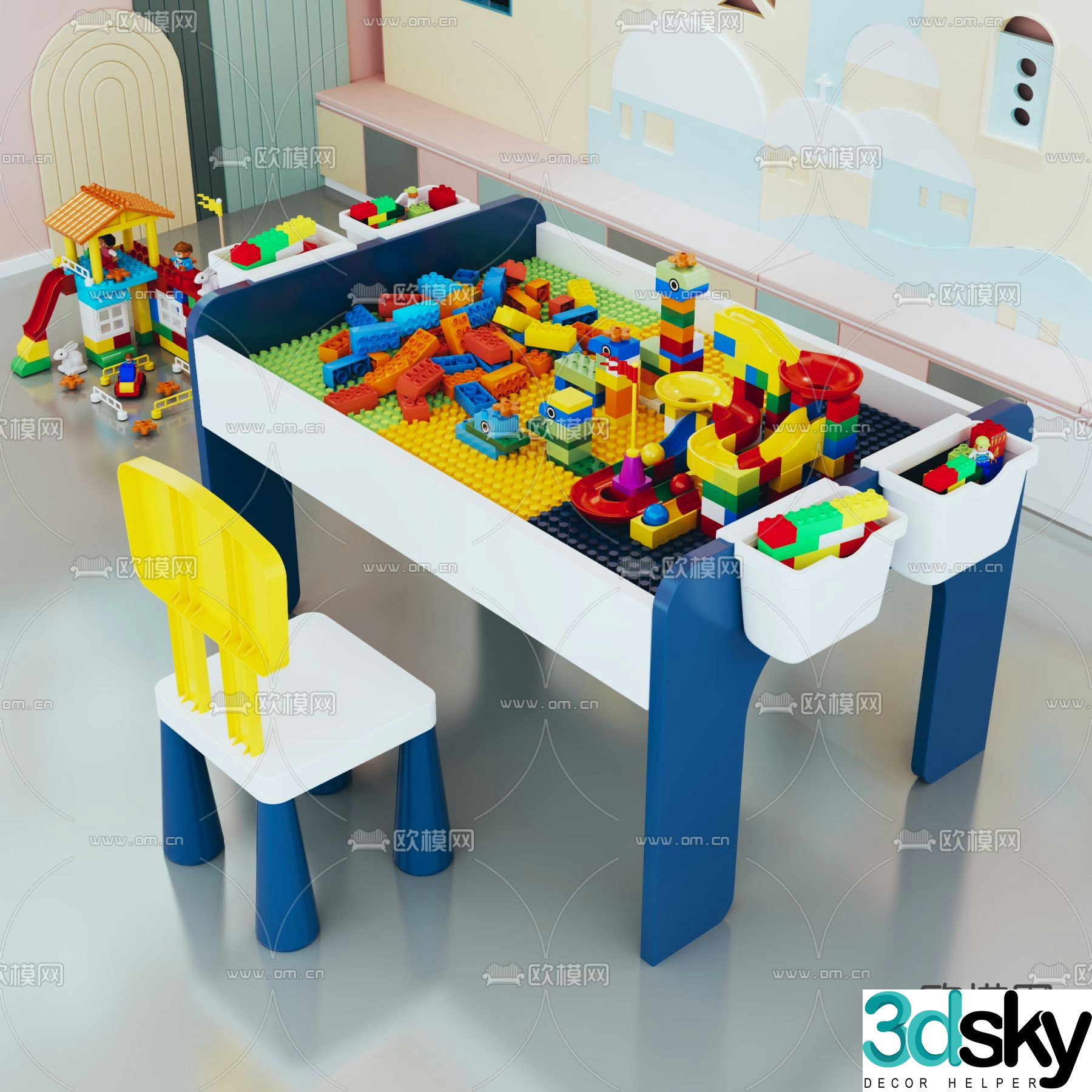 Building block table children’s toys 3d model