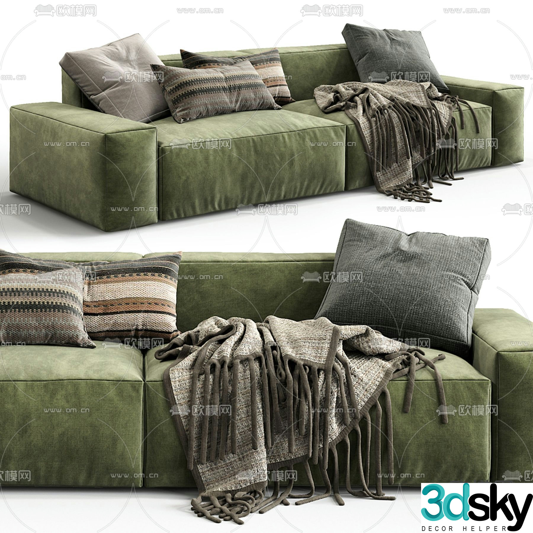 Double sofa upholstered sofa 3d model