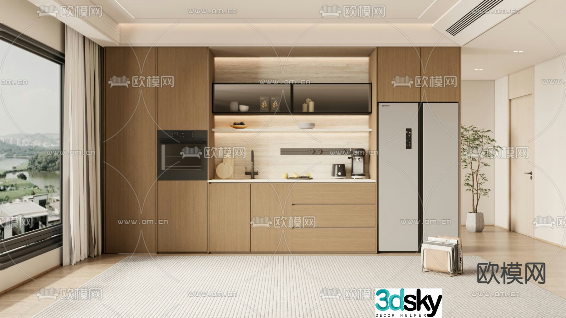 Middle-aged wine cabinet sideboard 3D model