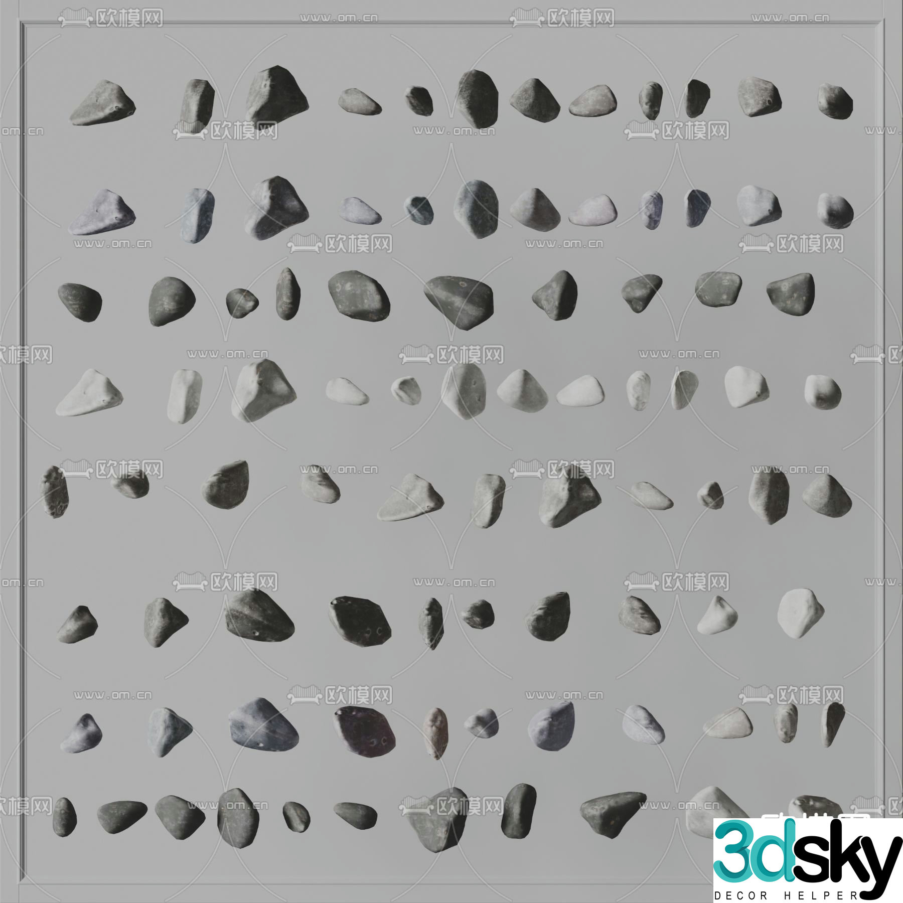 Folia modern stone cobblestone rock 3d model
