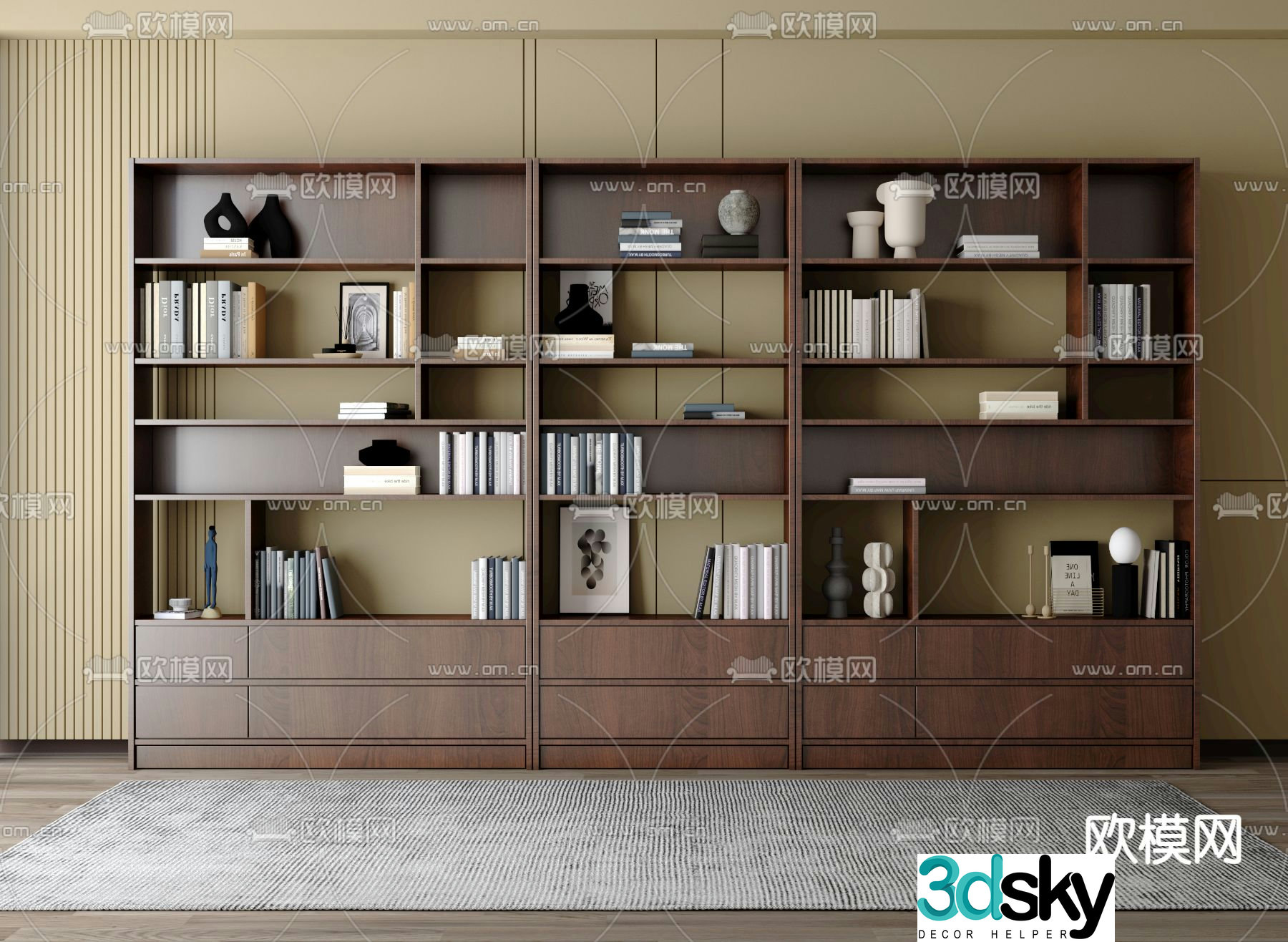 Medieval style bookcase bookshelf 3d model