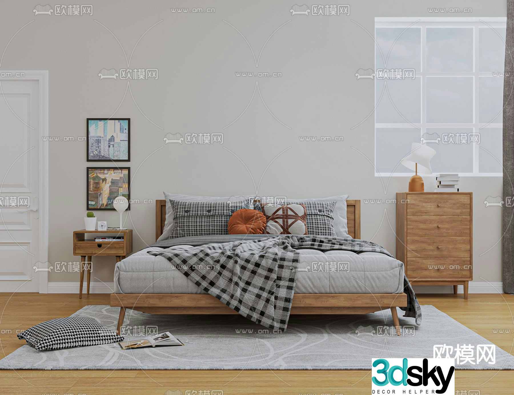 Nordic double bed 3d model