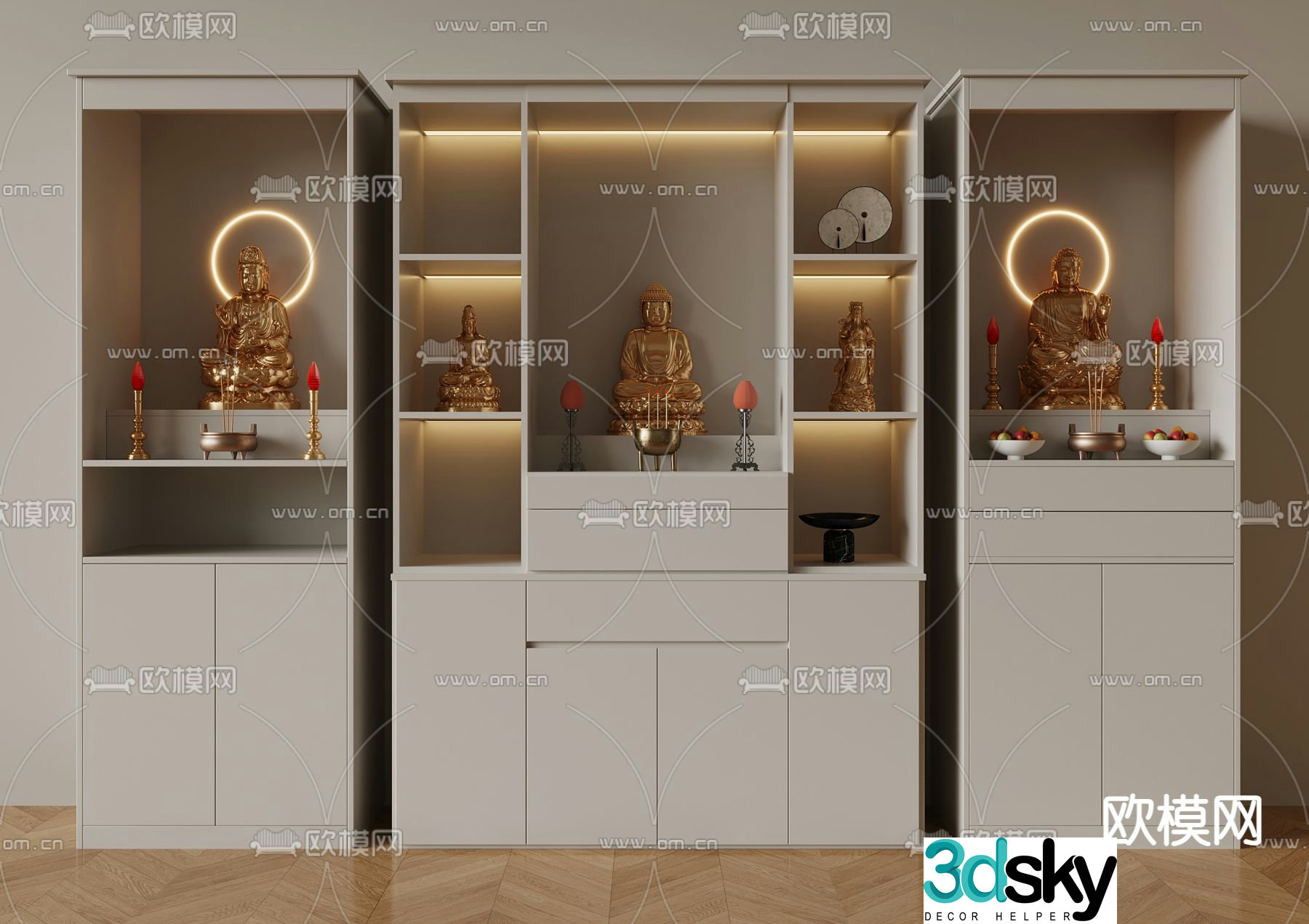 Buddhist niche sacred cabinet offering table shrine 3D model