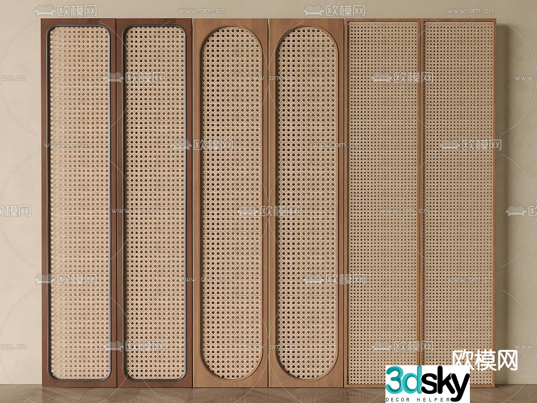 Wabi-sabi wardrobe rattan wardrobe 3d model