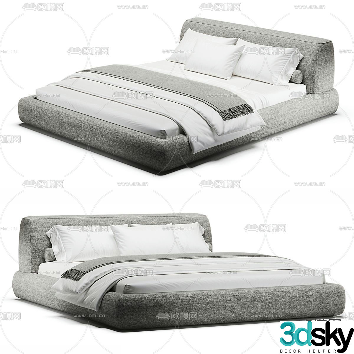 Minotti Italian double bed 3d model
