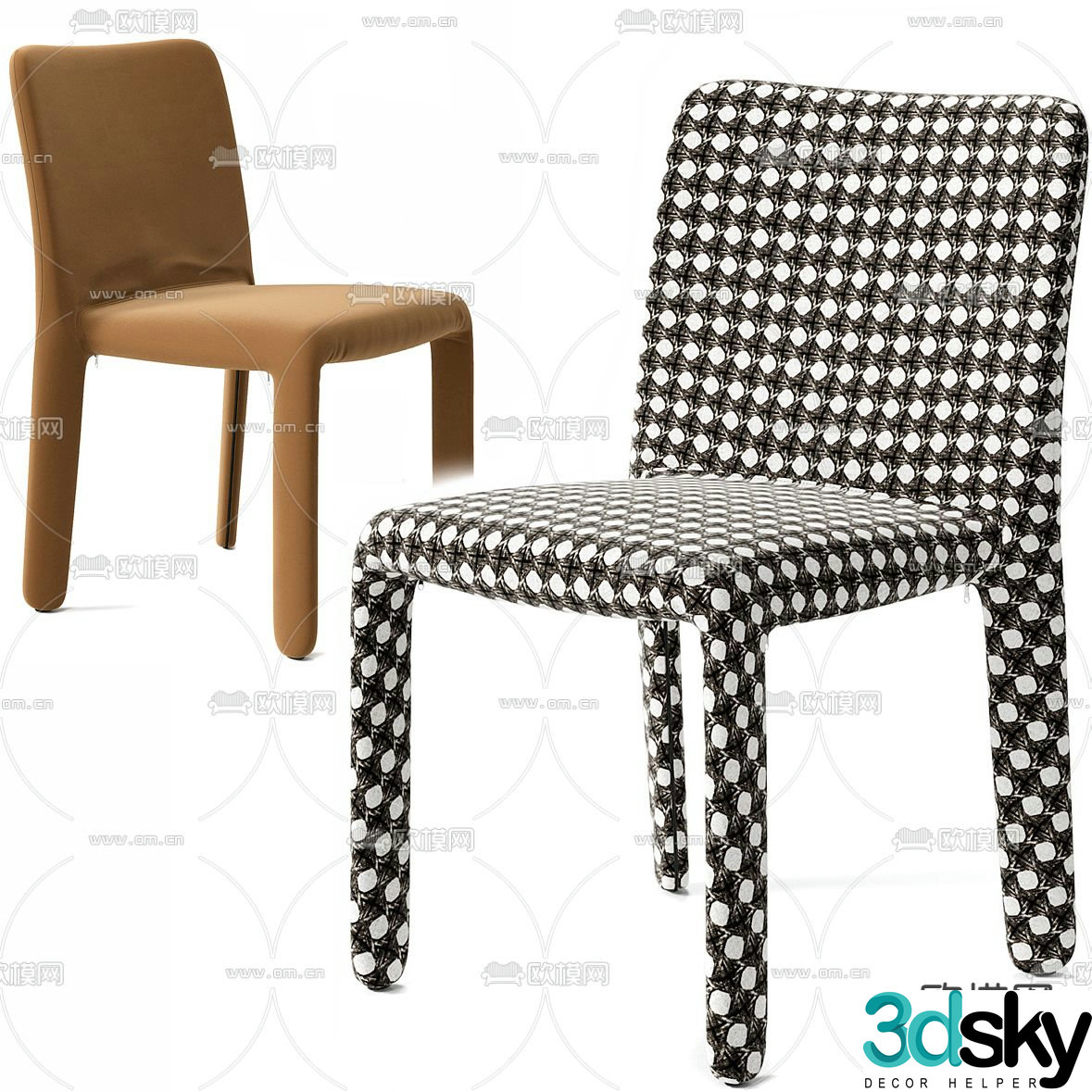 Molteni Italian fabric dining chair 3d model