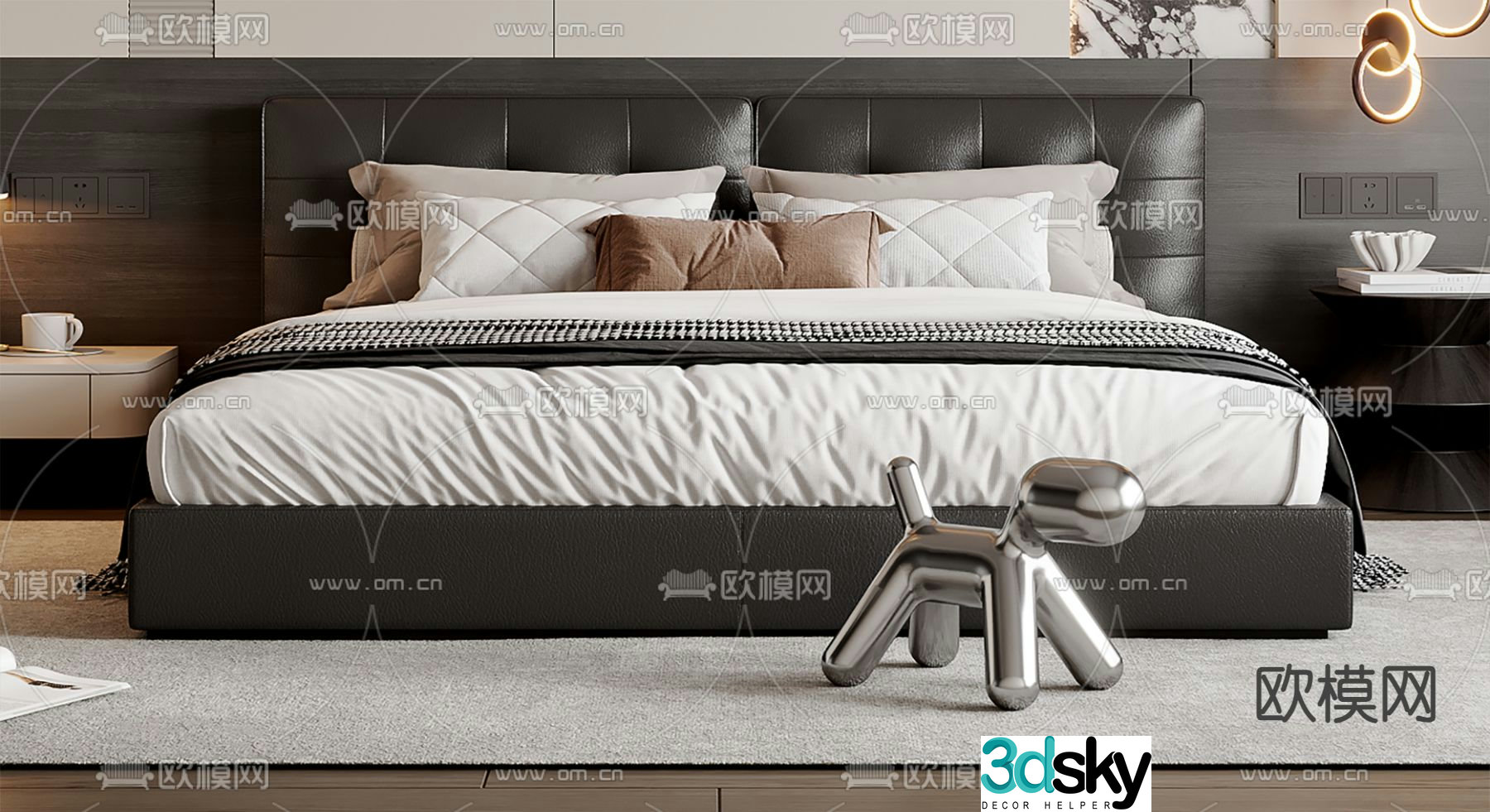Italian double bed 3d model