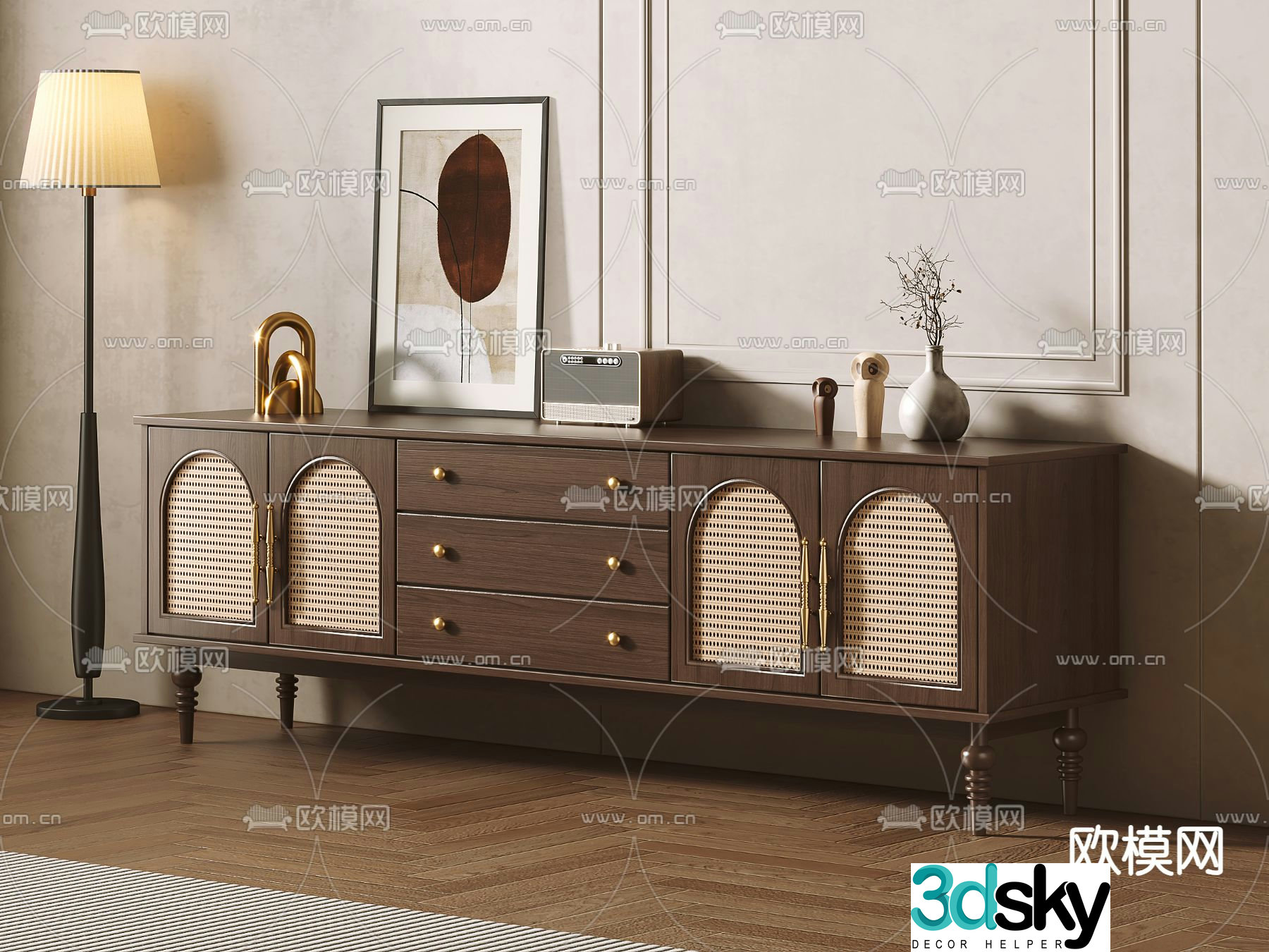 American TV cabinet 3d model