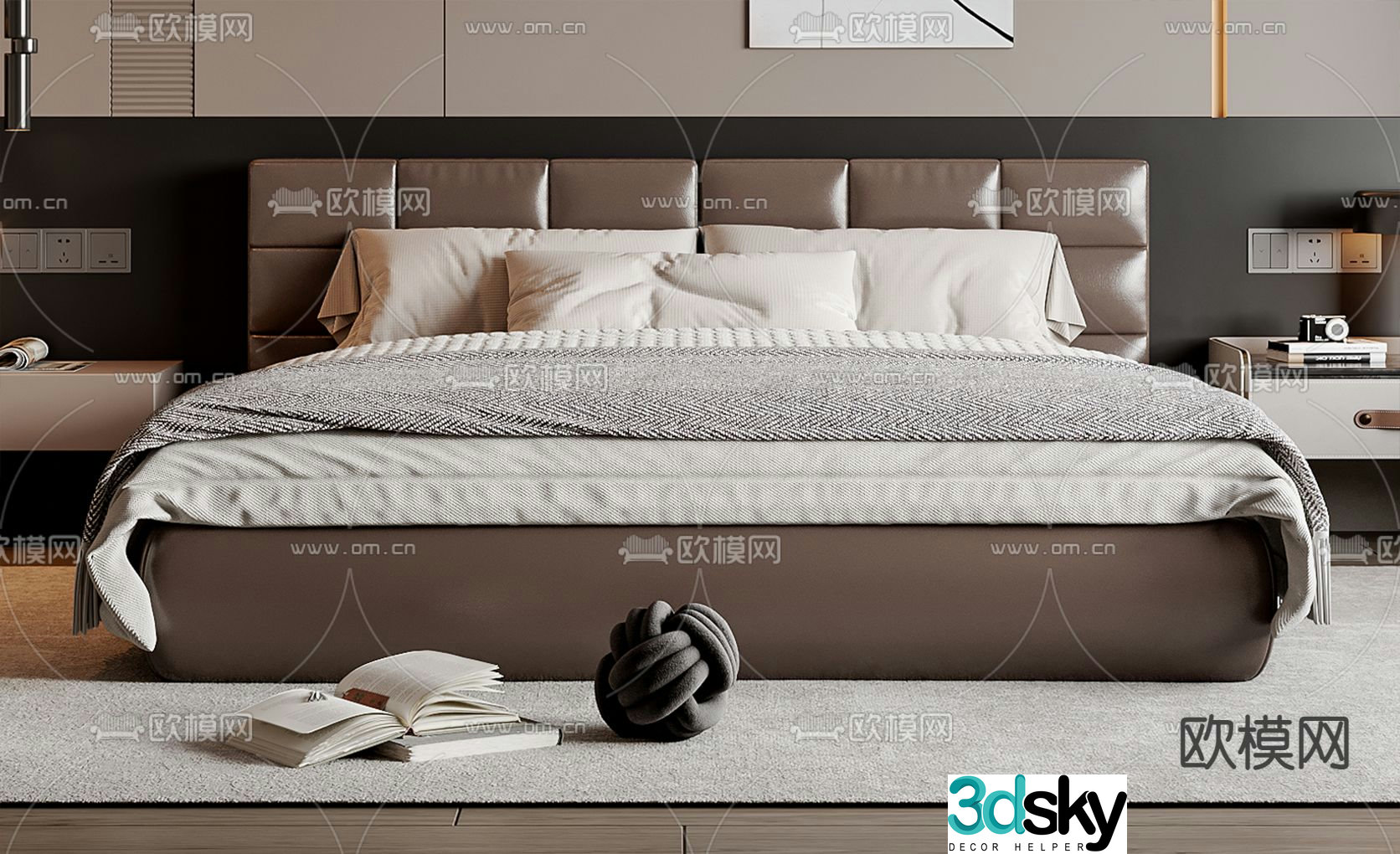 Italian double bed 3d model