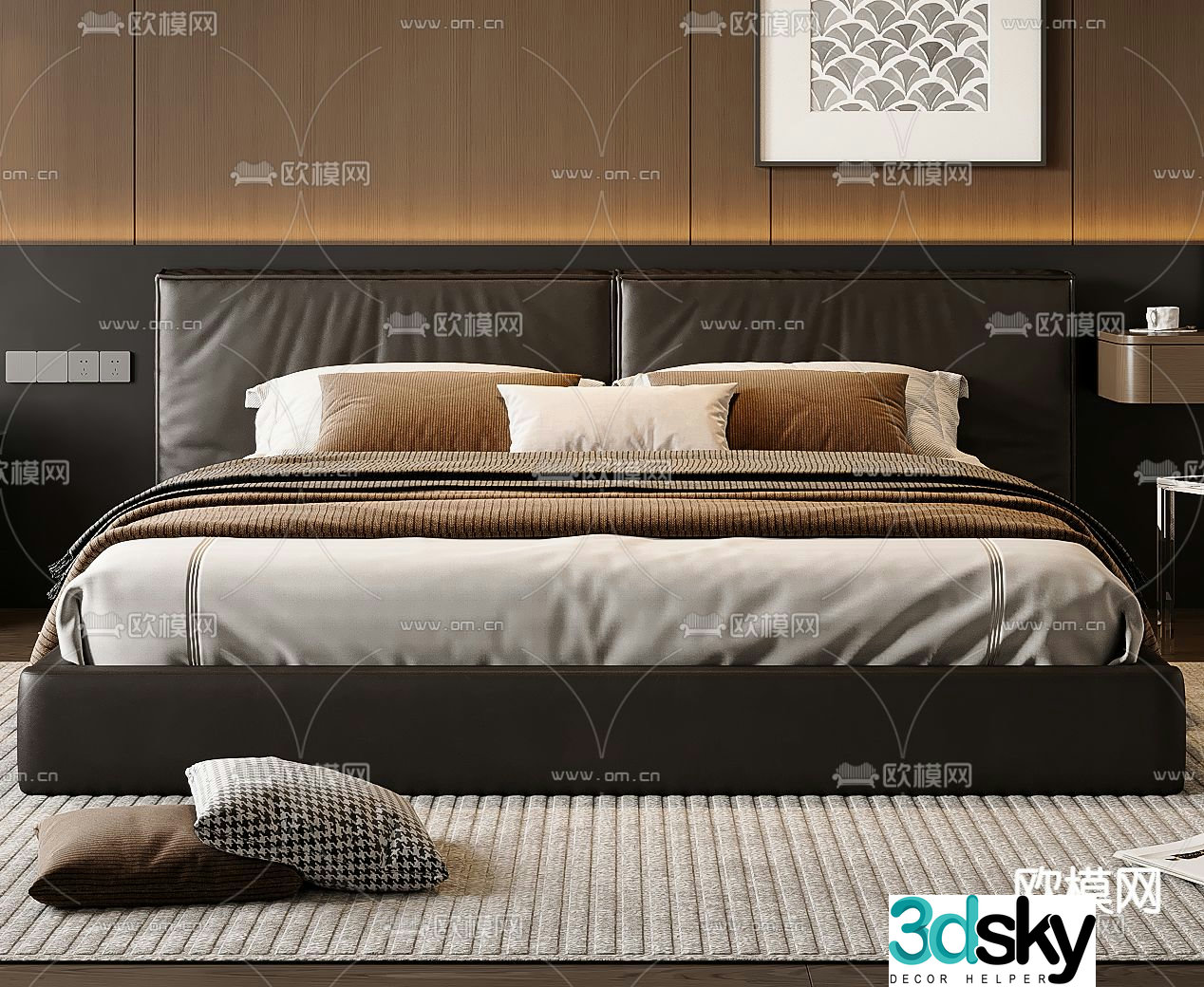 Italian double bed 3d model