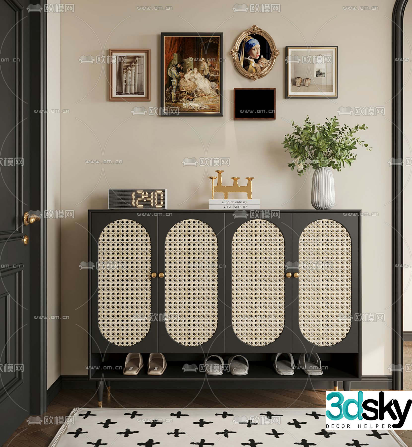 French shoe cabinet Entrance shoe cabinet 3D model