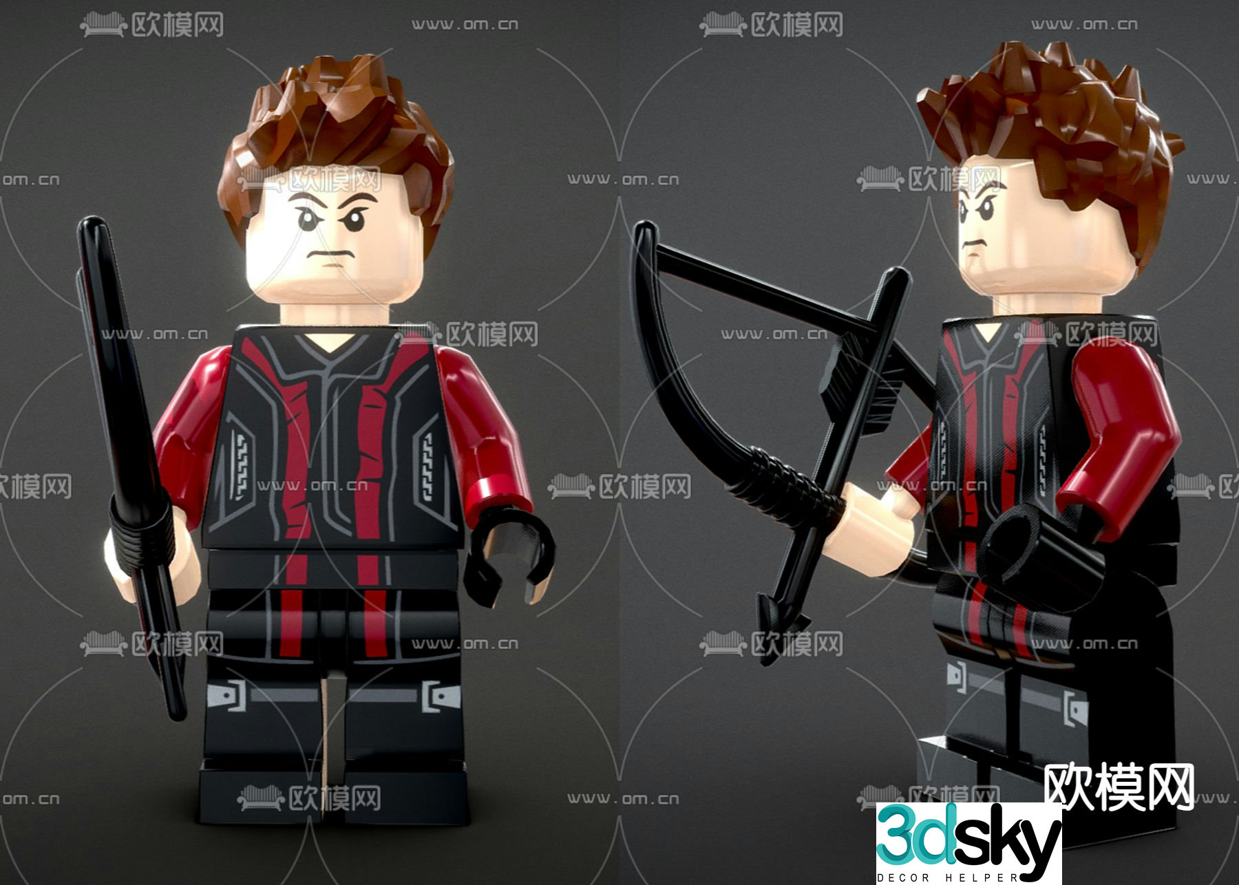 Figure Lego Building Blocks Doll Marvel Hawkeye Toy 3D Model