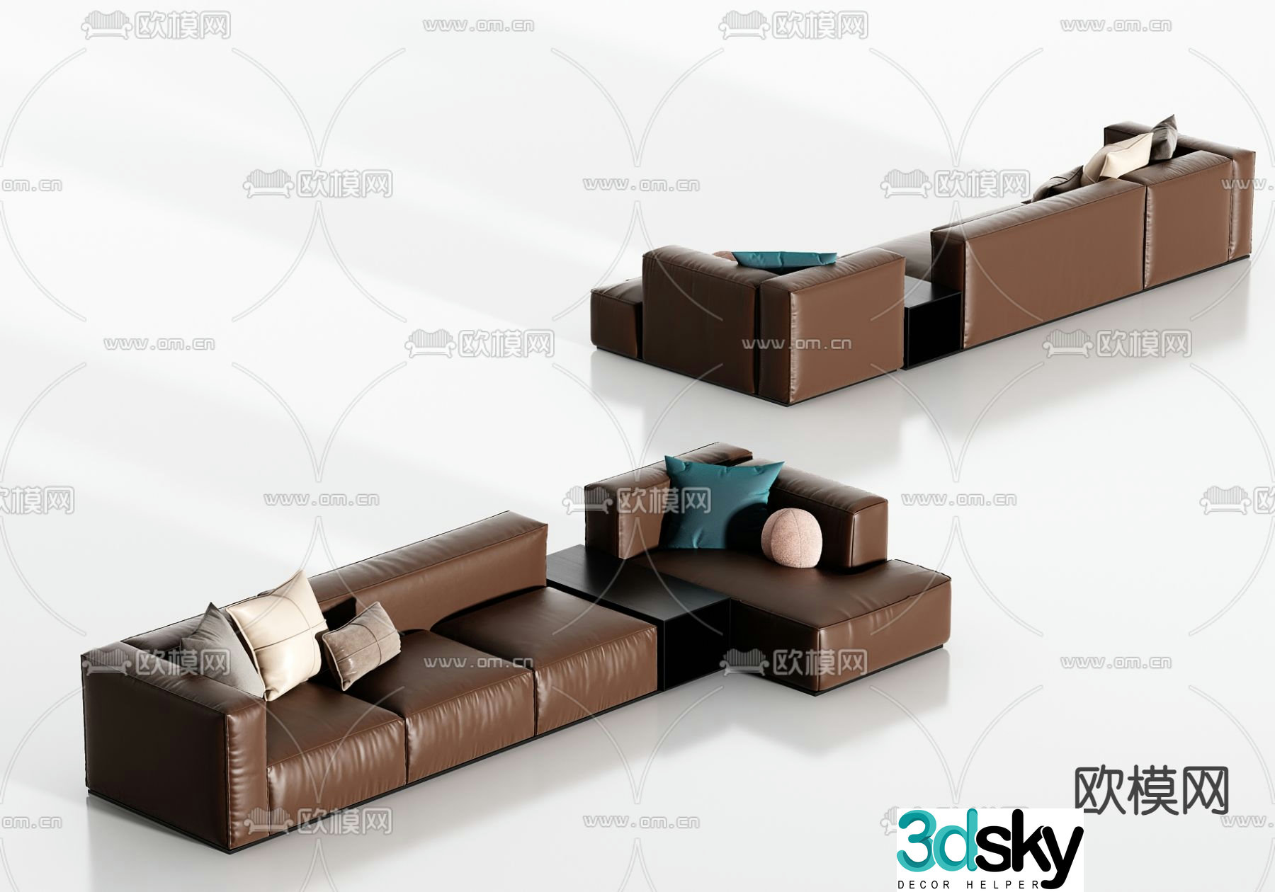 leather sofa corner sofa 3d model