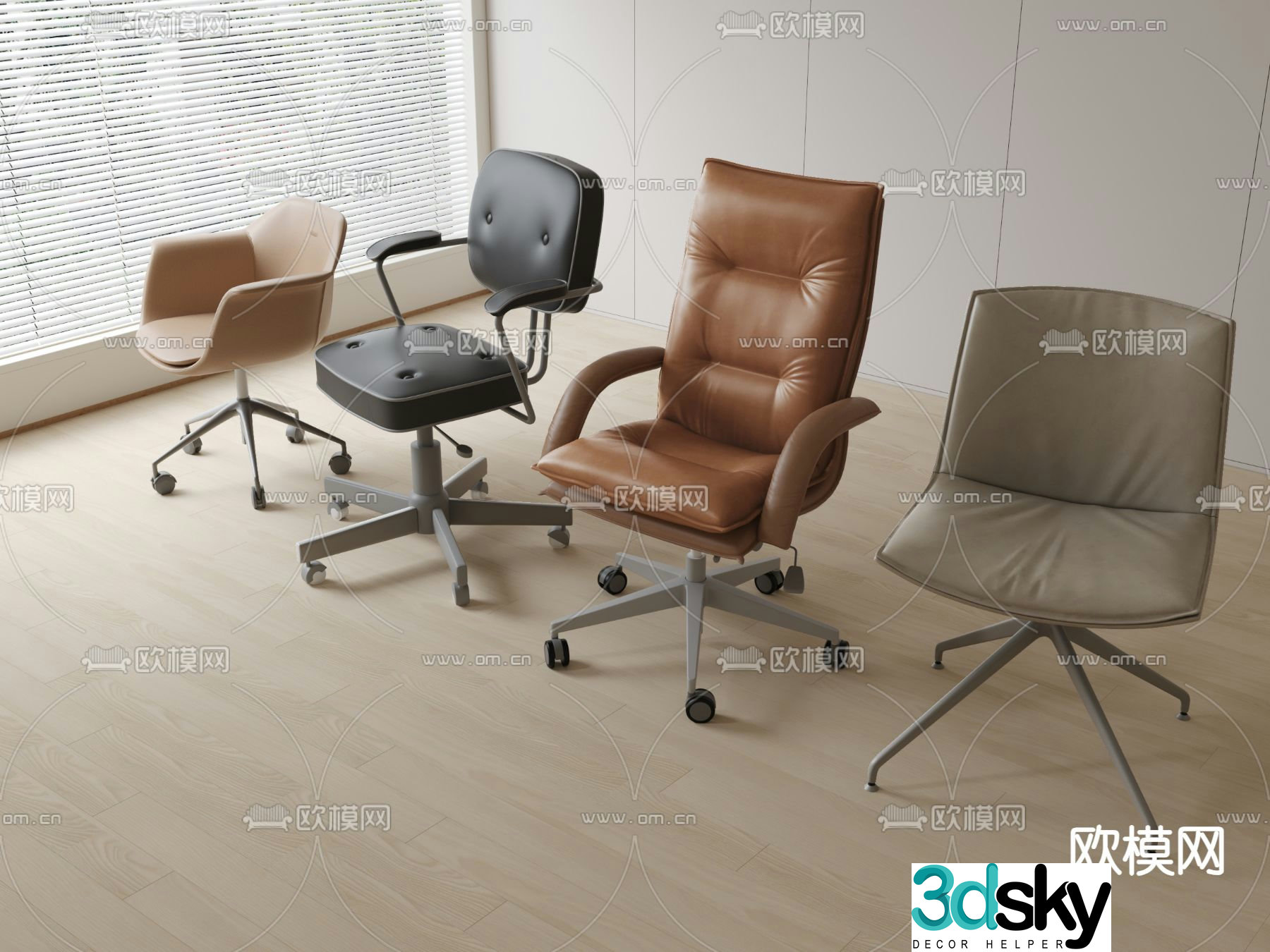 Modern leather office chair 3d model