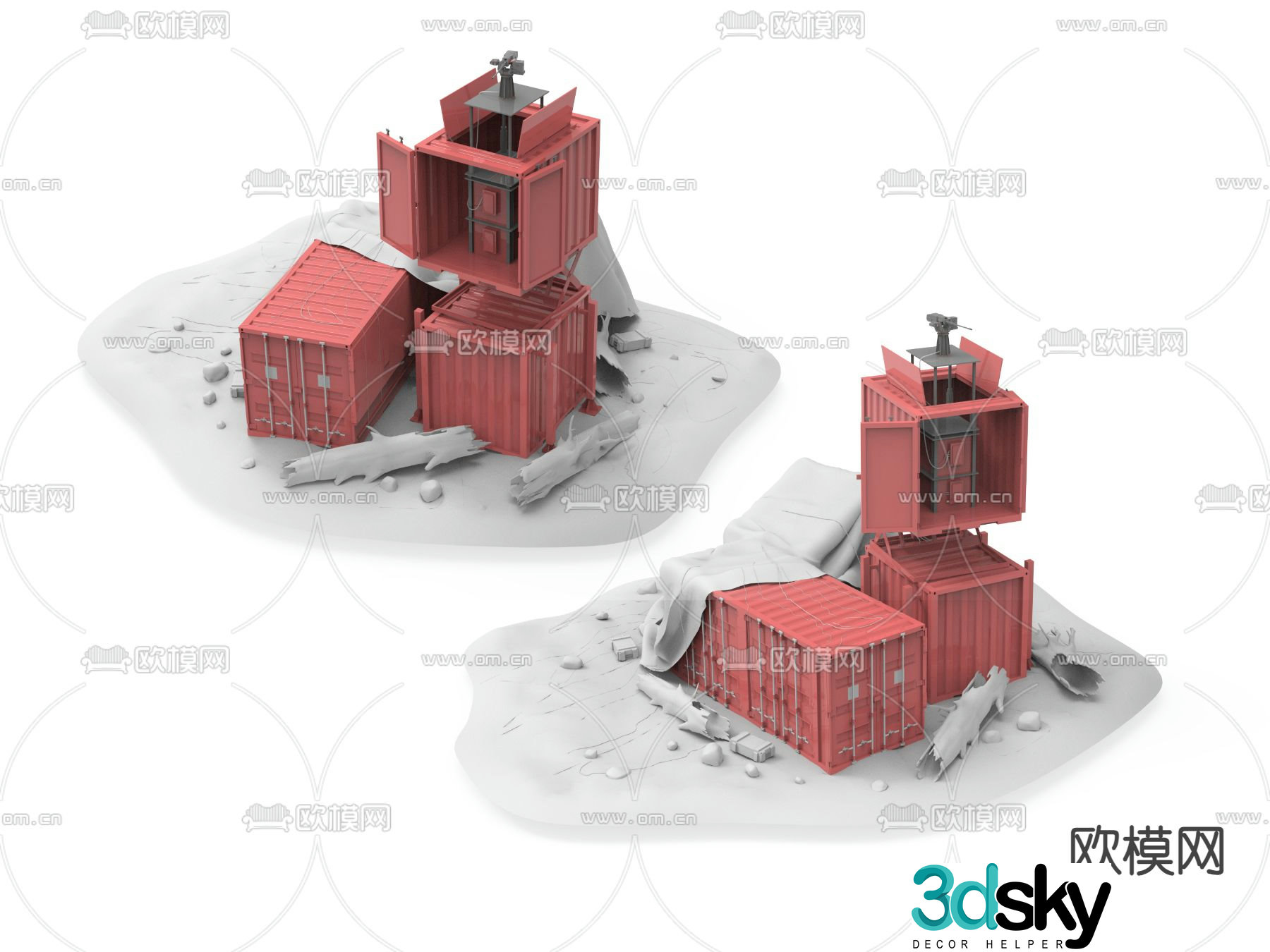 Weapons abandoned container weapons 3d model