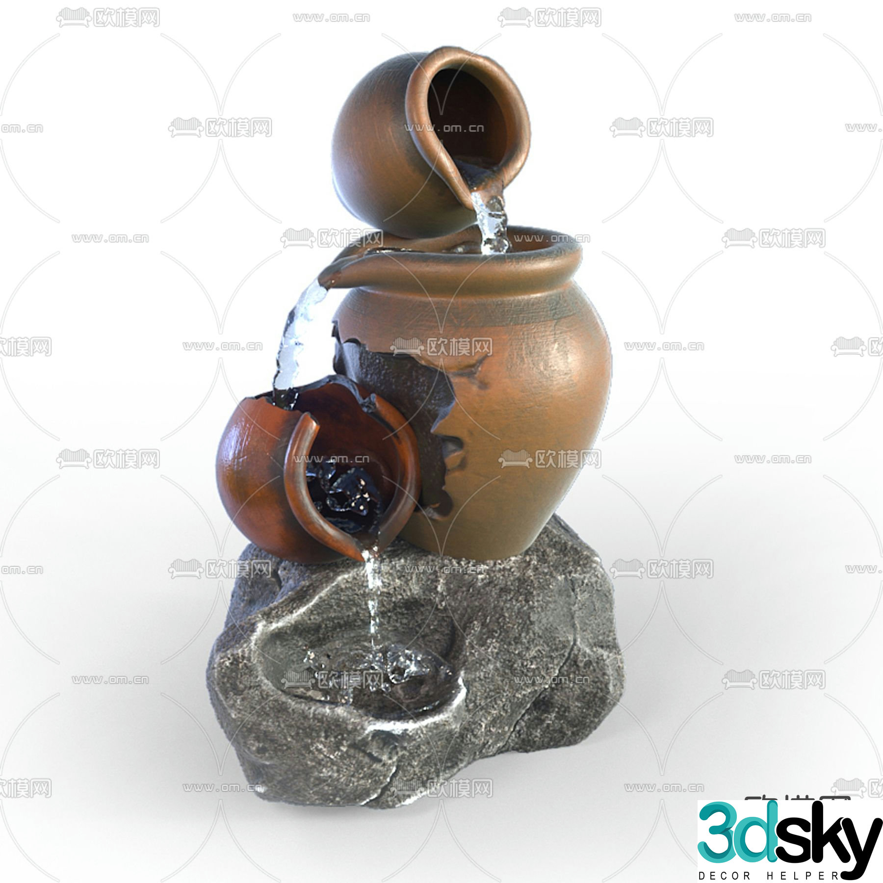 Chinese rockery and flowing water 3D model