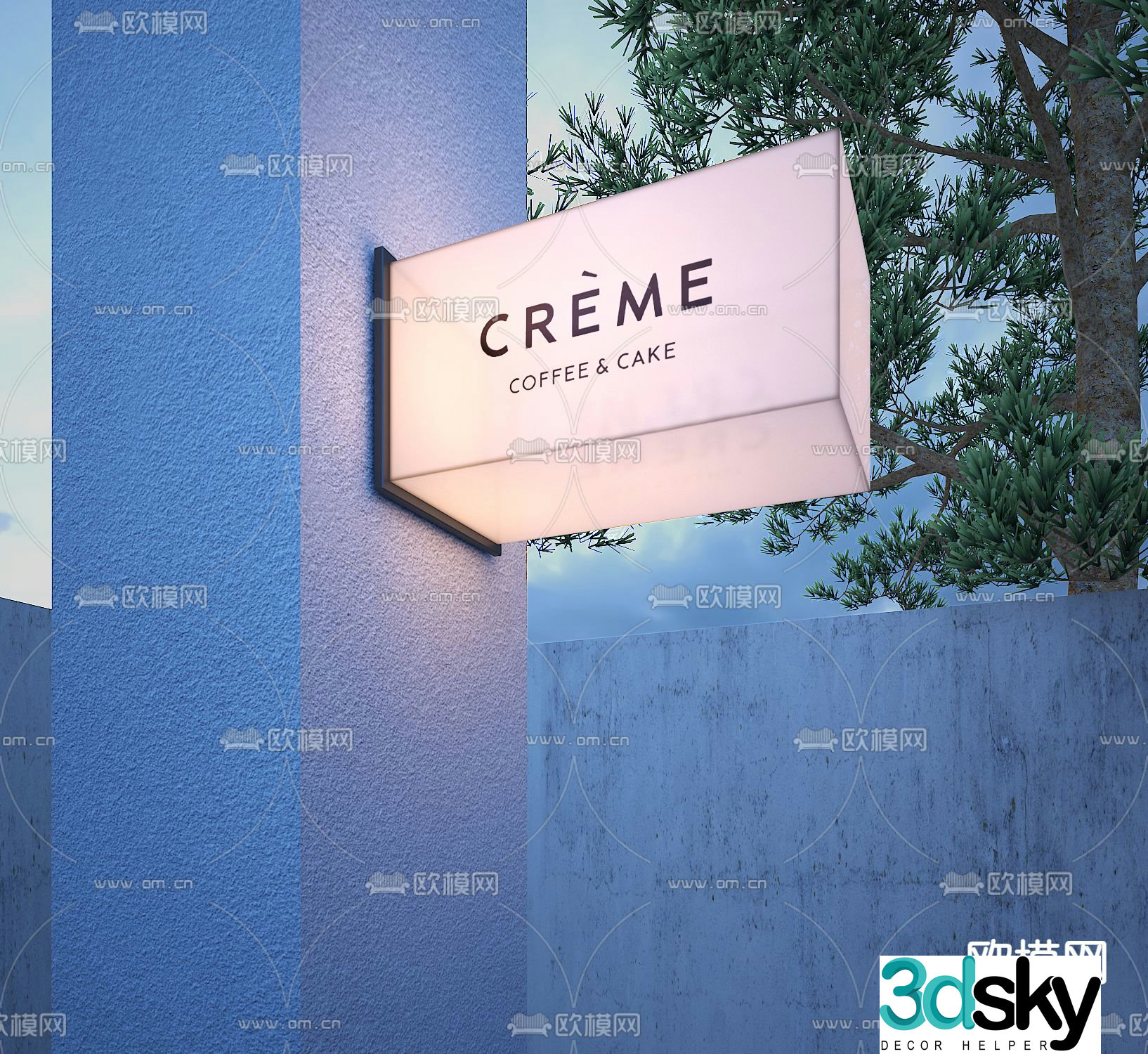 Restaurant light box outdoor light box 3d model