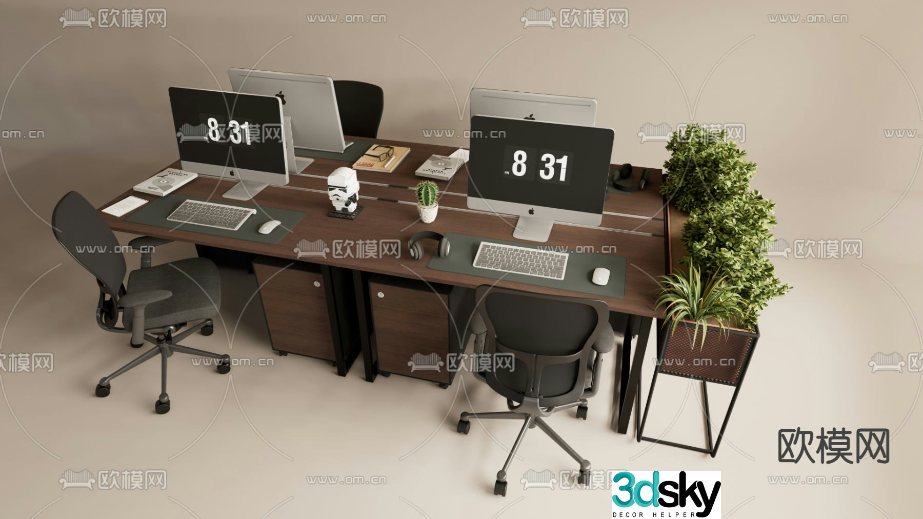 Modern office desk 3d model
