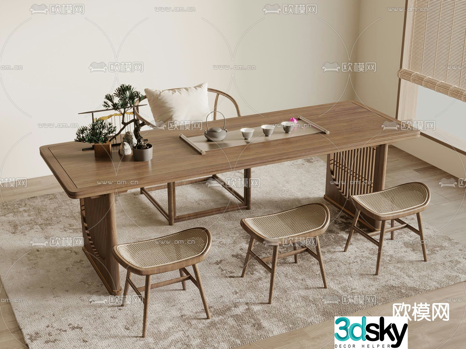 New Chinese style tea table tea table 3d model