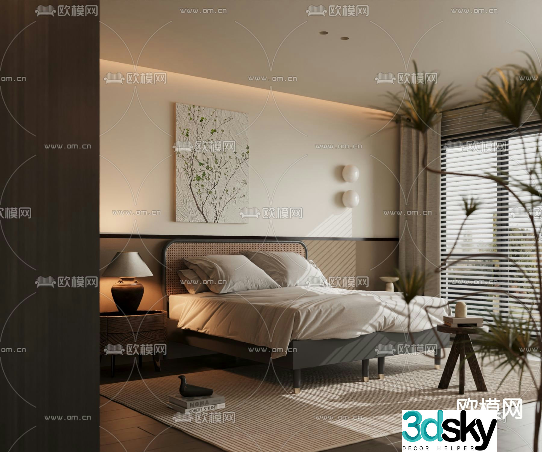 Italian double bed 3d model