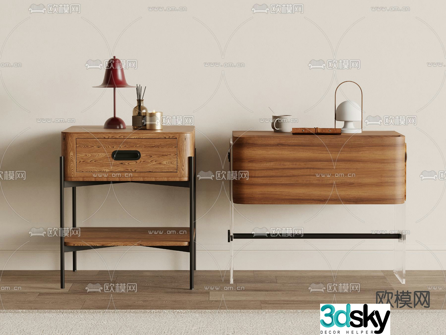 Wabi-sabi style bedside table 3d model