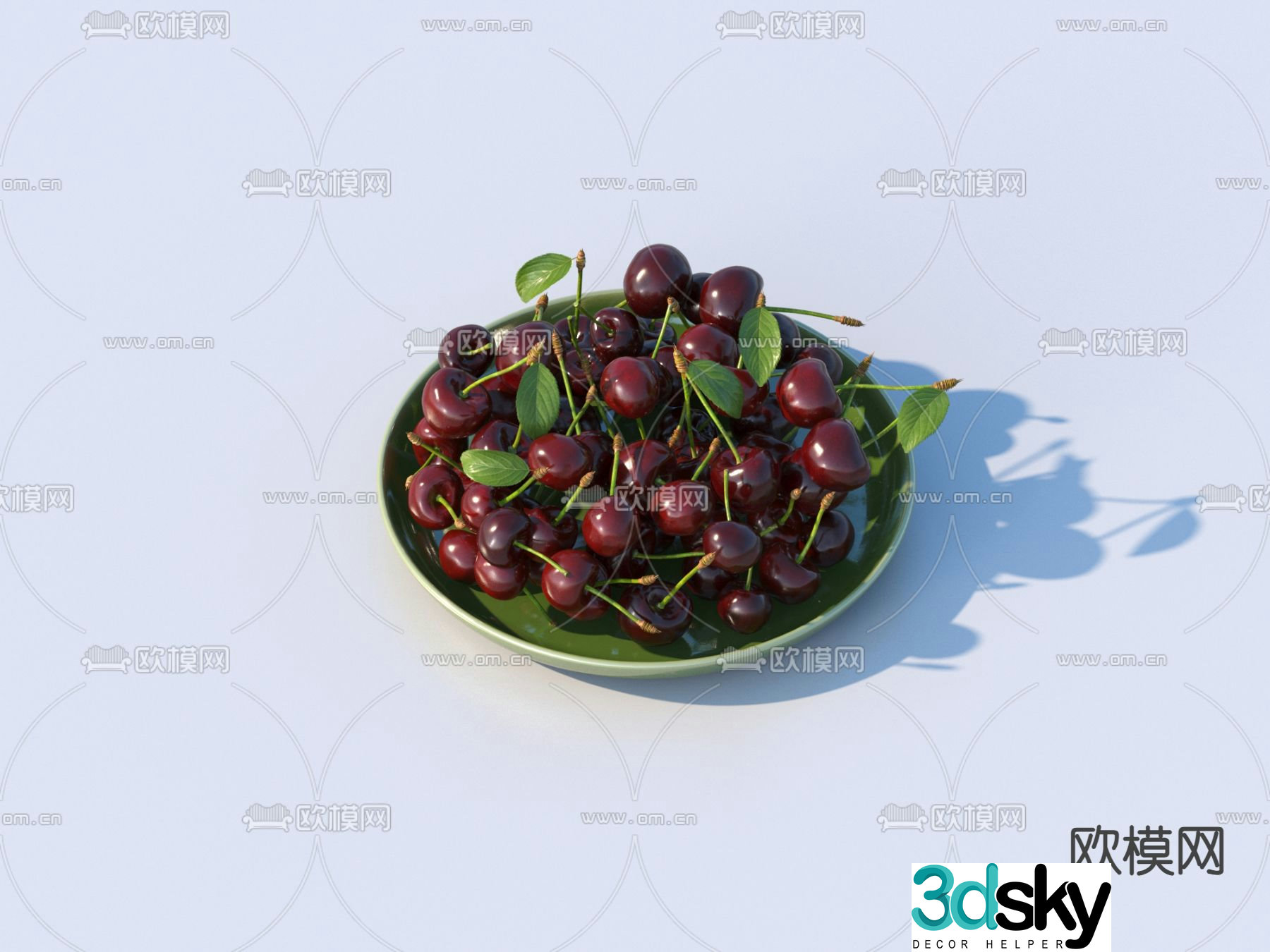 cherry fruit plate fruit delicacy 3d model