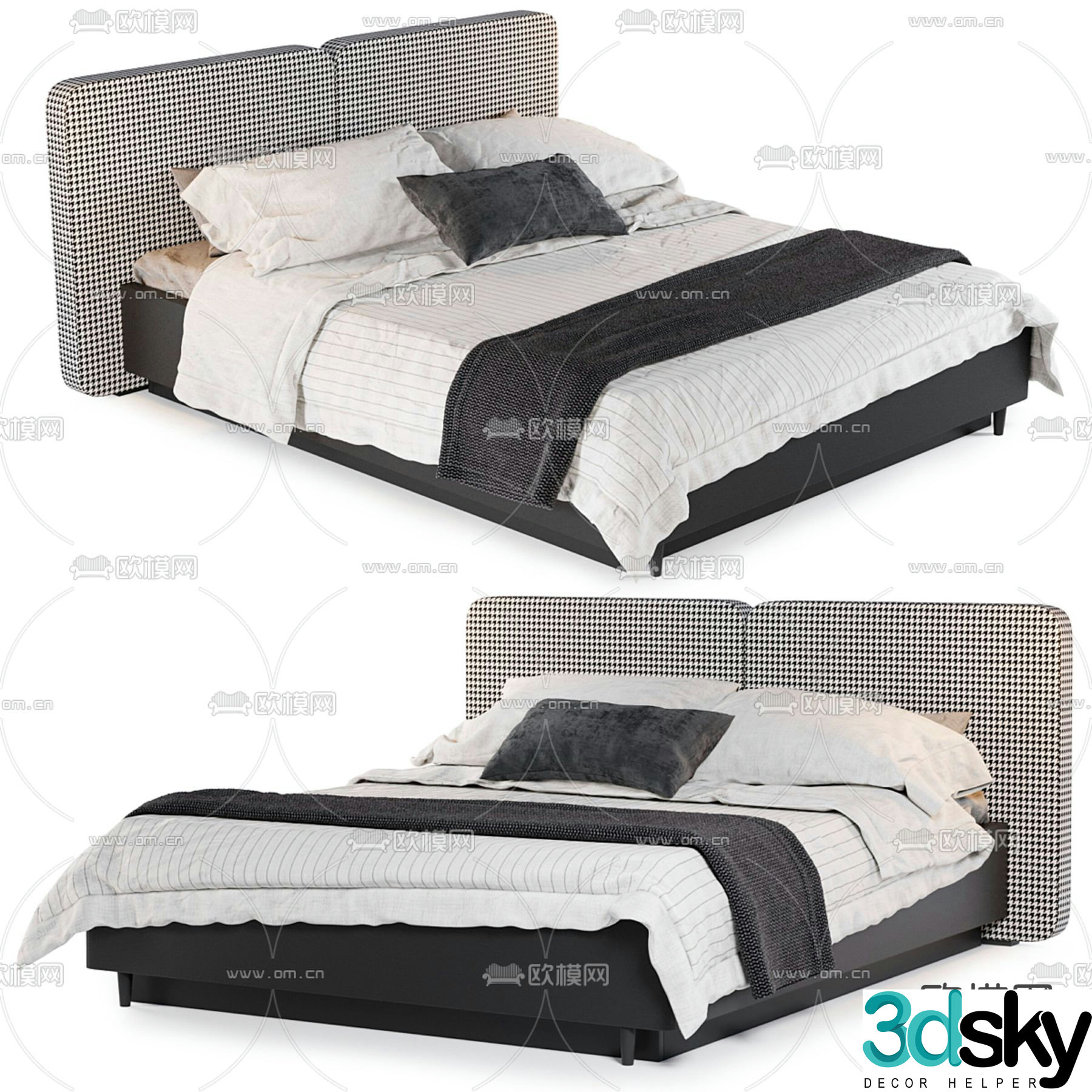 Modern double bed 3d model