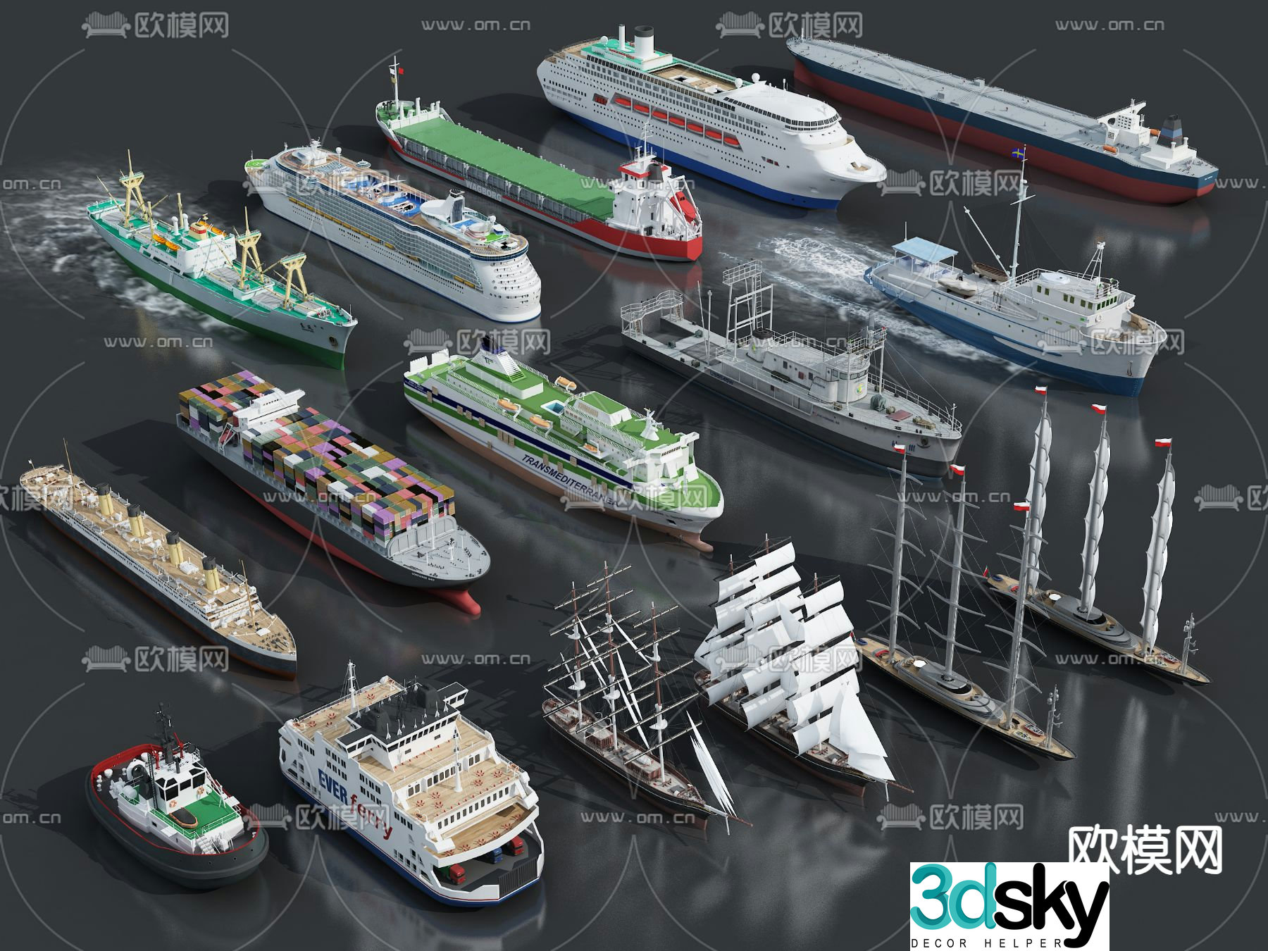 freighter cargo ship luxury cruise ship ship sailing ship 3d model
