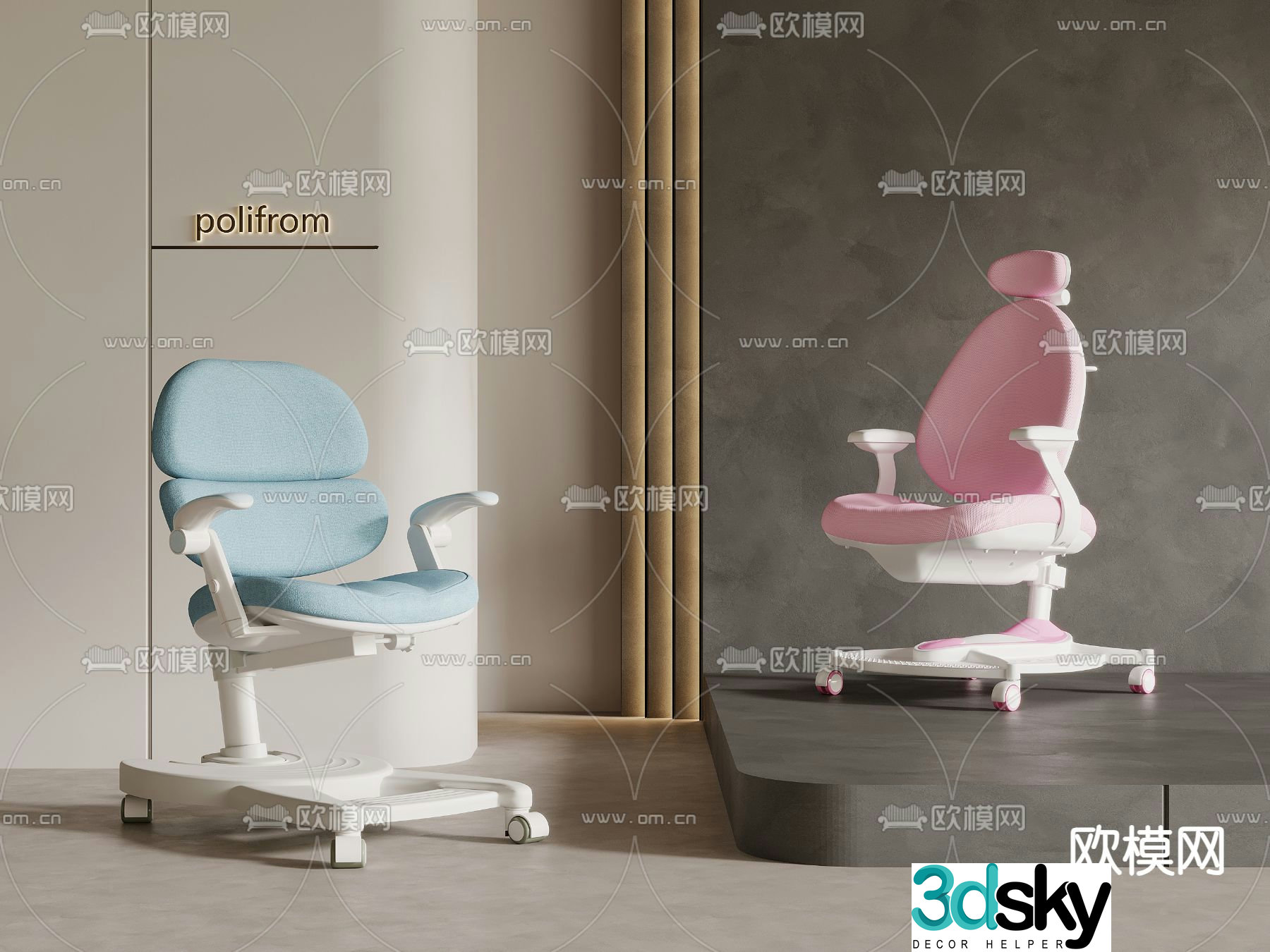 Children’s chair learning chair writing chair 3d model