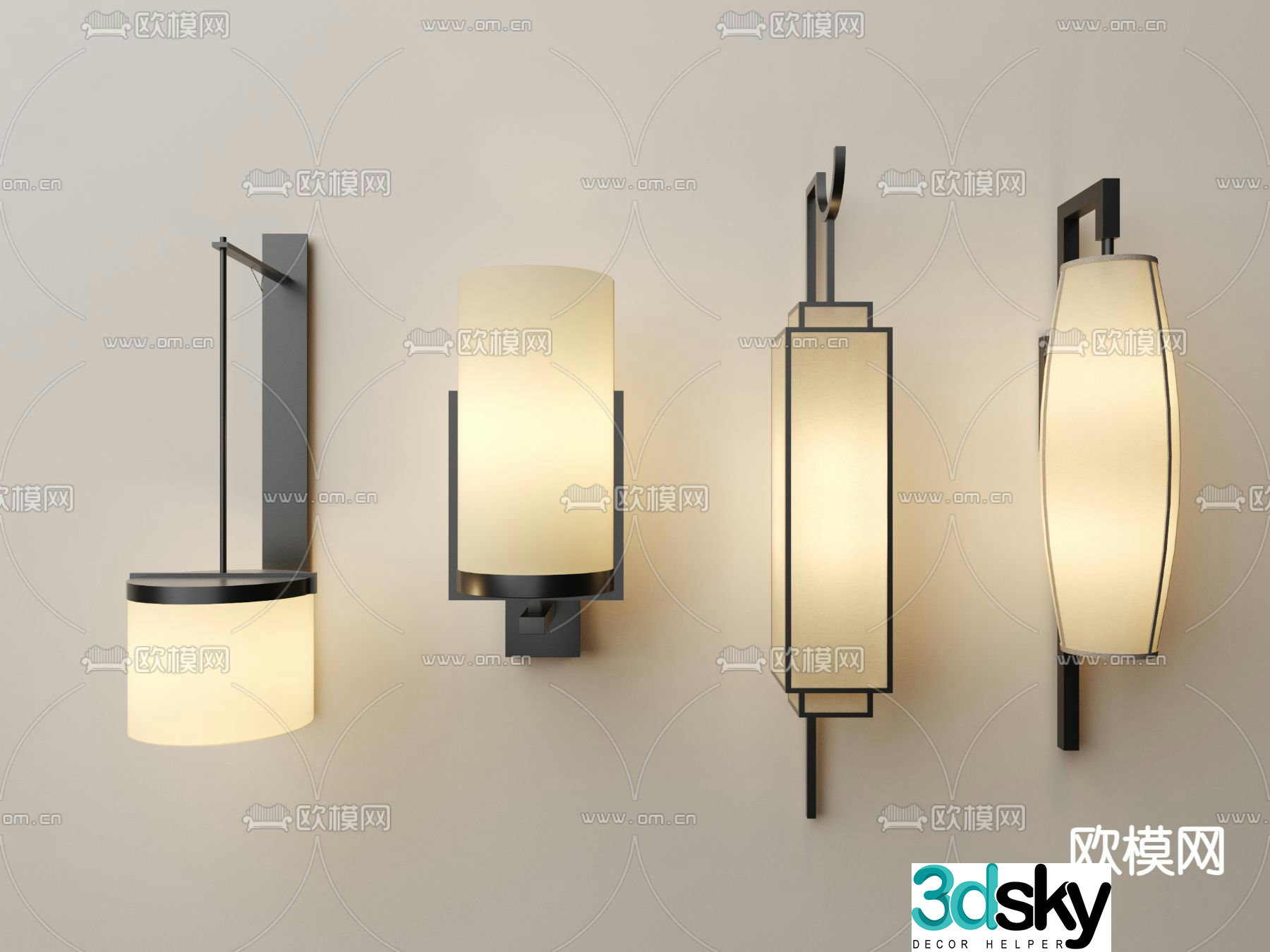 New Chinese wall light 3D model