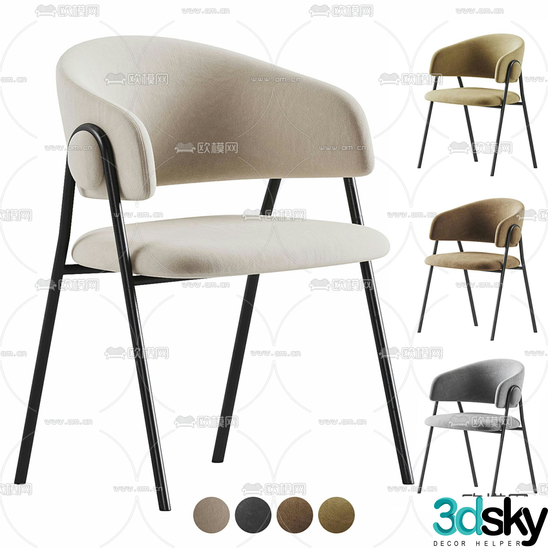 Colin modern chair dining chair 3d model