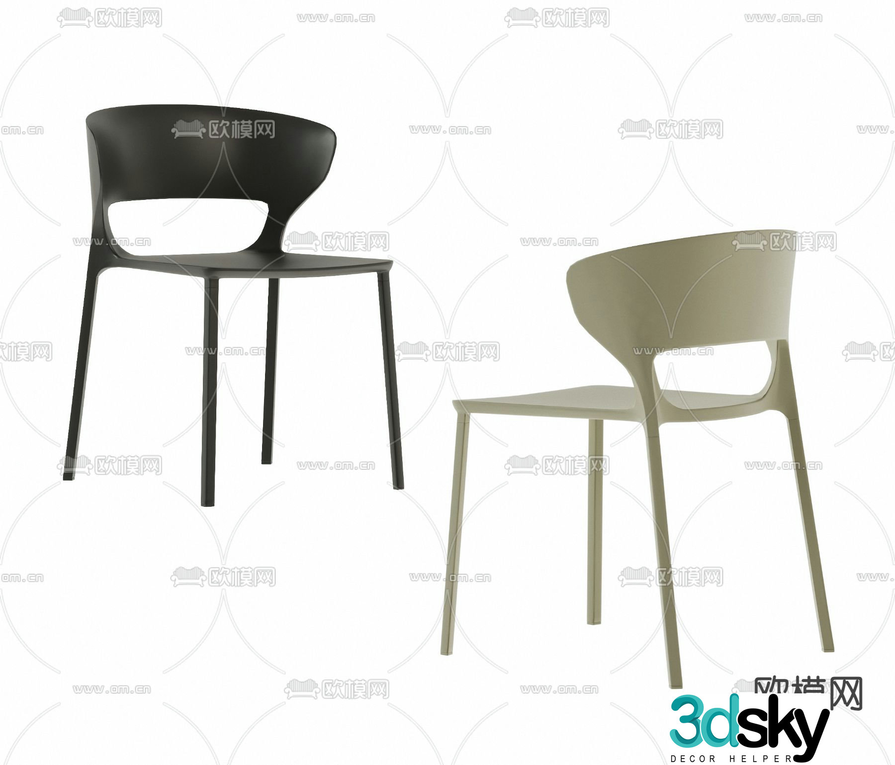 Modern chair dining chair 3d model