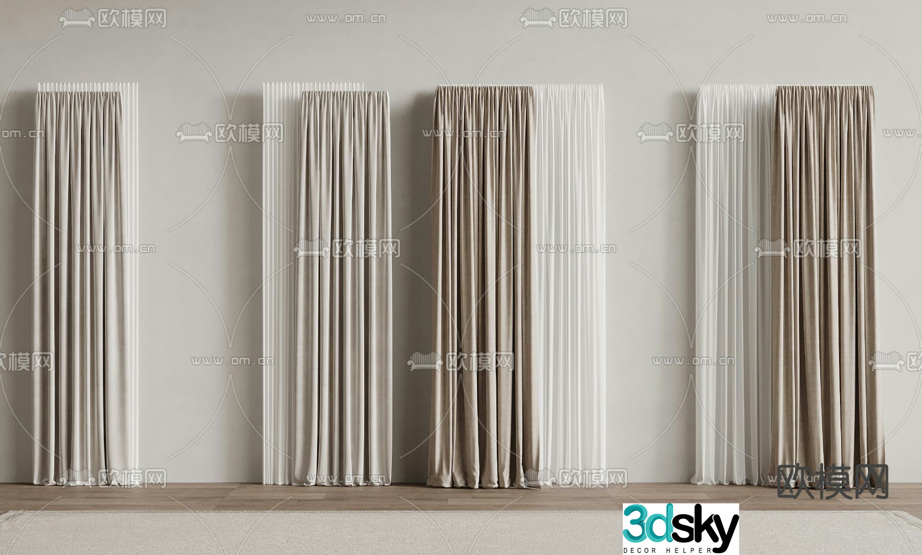 Plain curtains 3d model