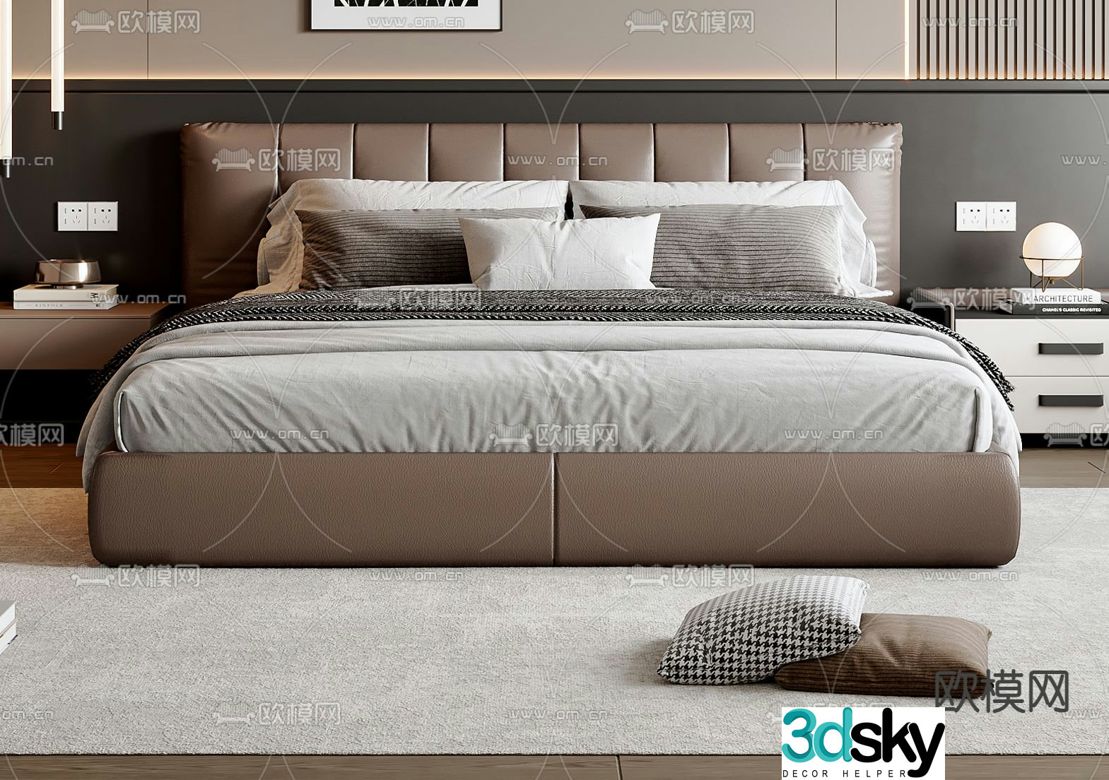 Italian double bed 3d model