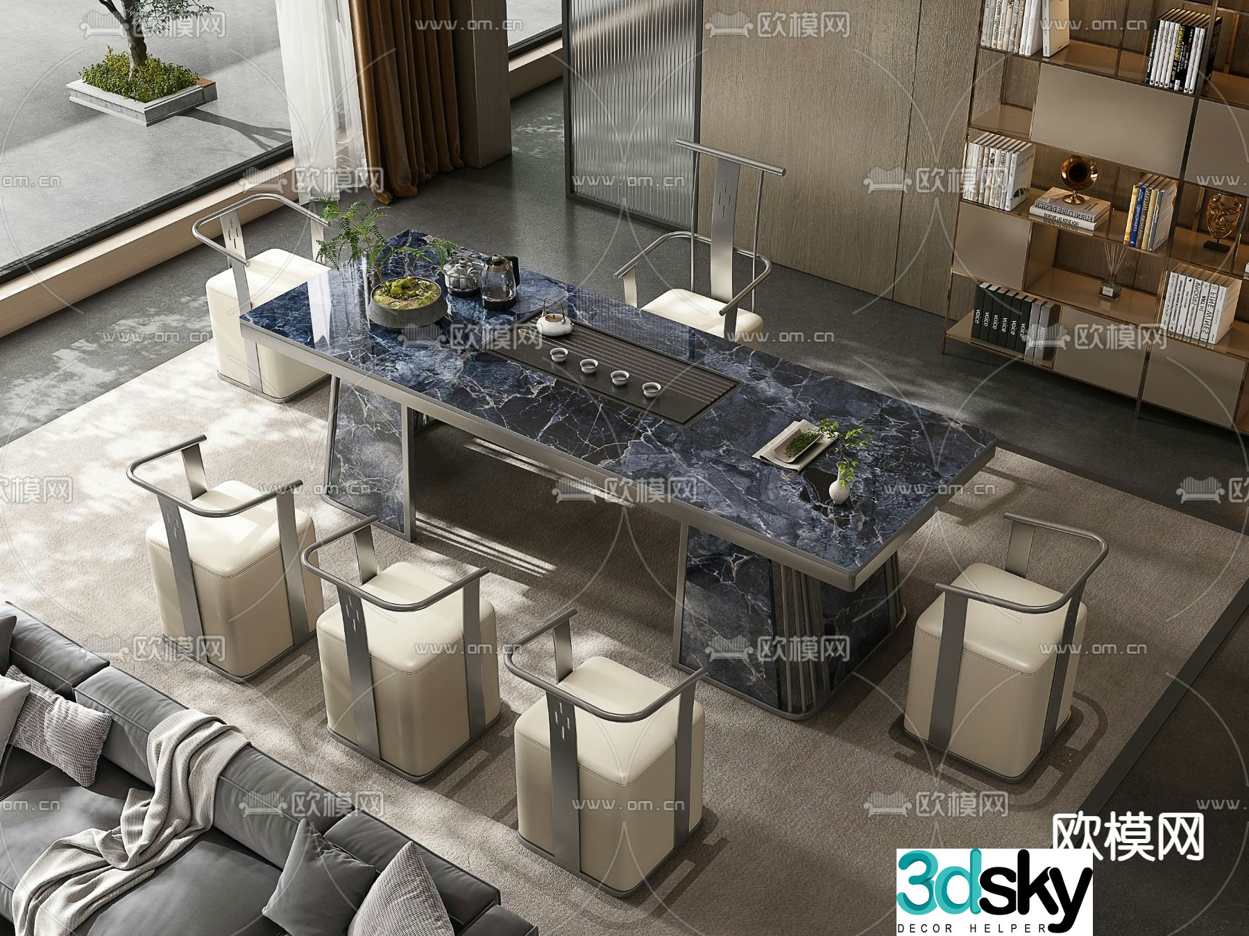 New Chinese style tea table tea table 3d model