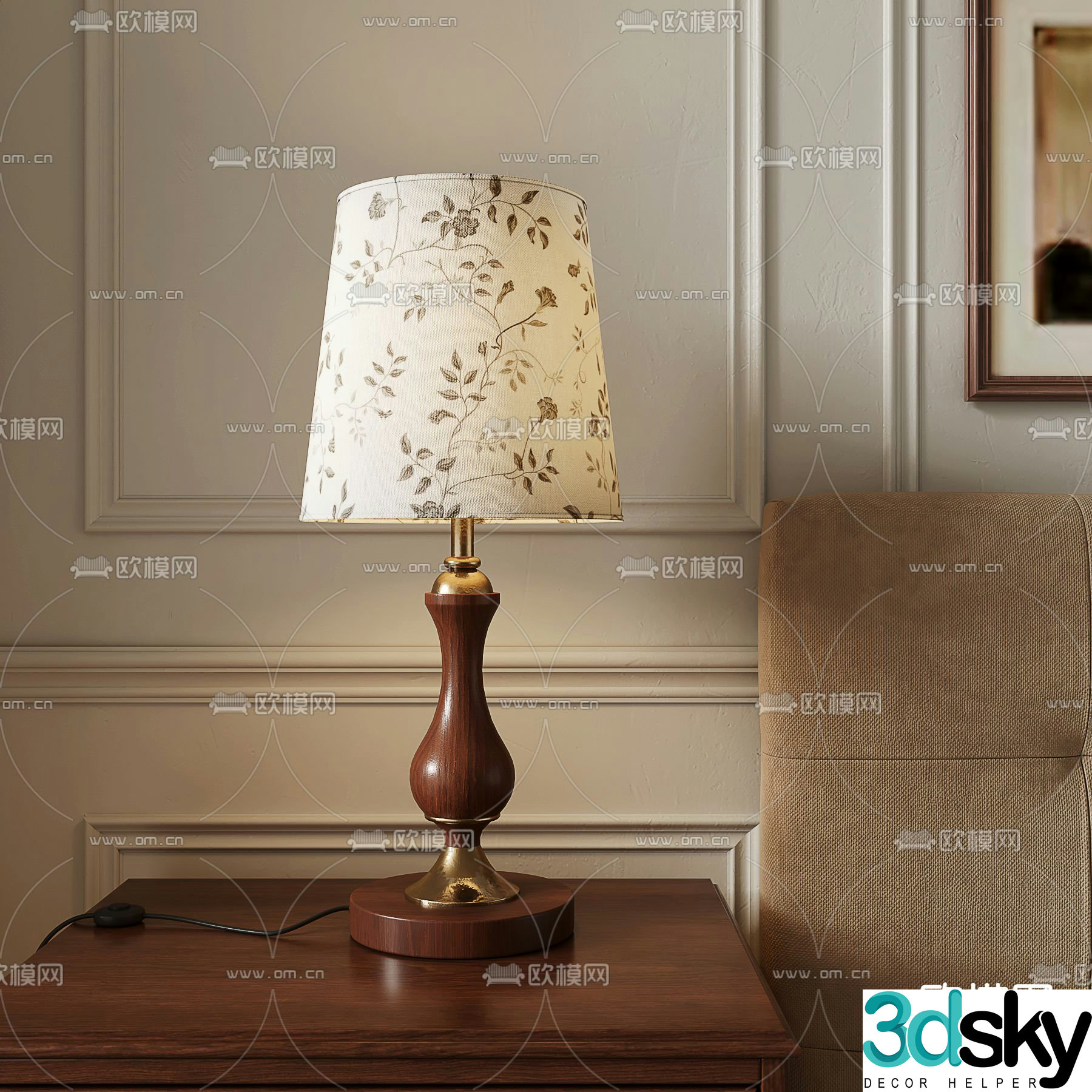Medieval style desk lamp 3d model