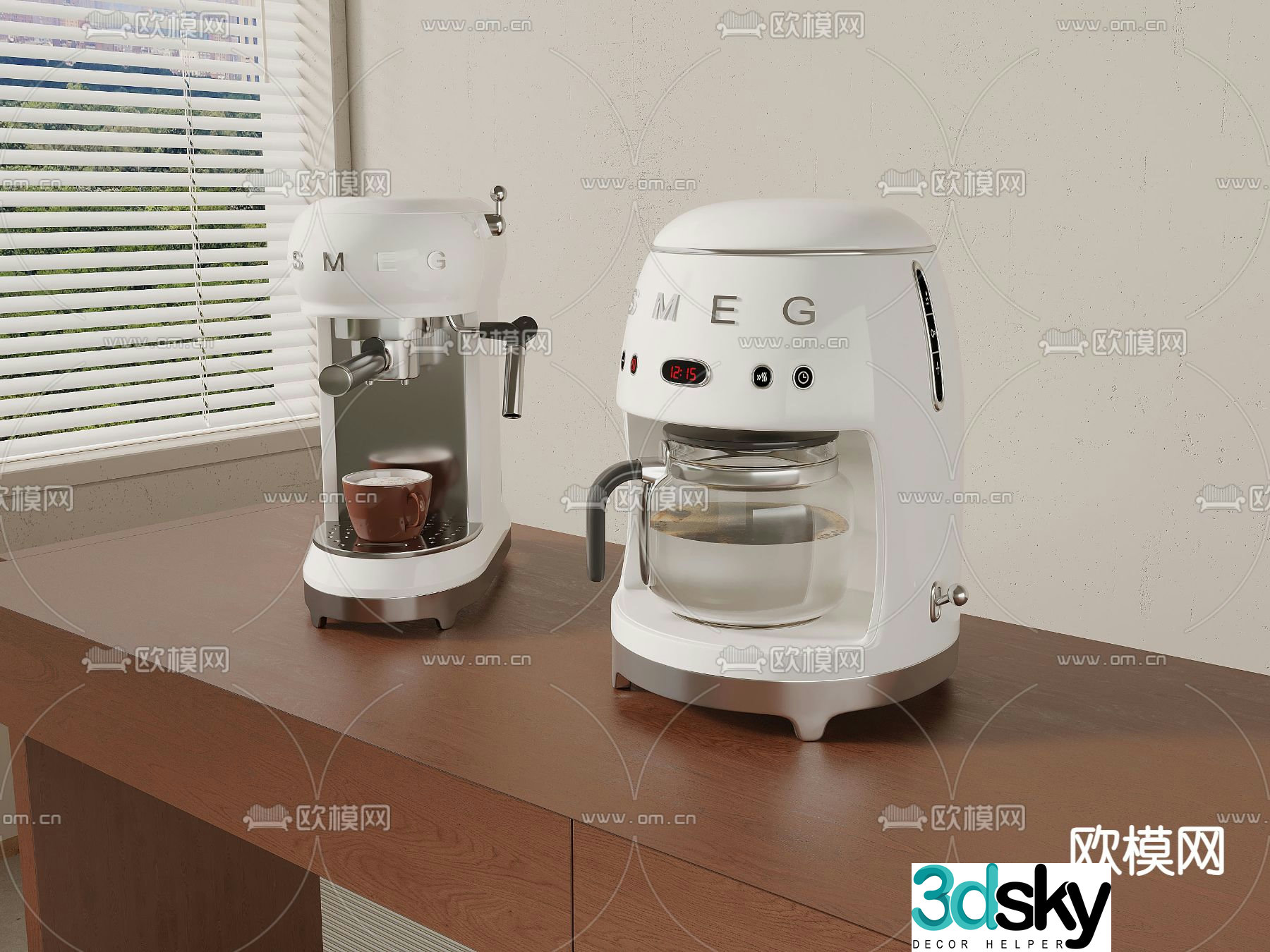 Kitchen appliances coffee maker kettle 3d model